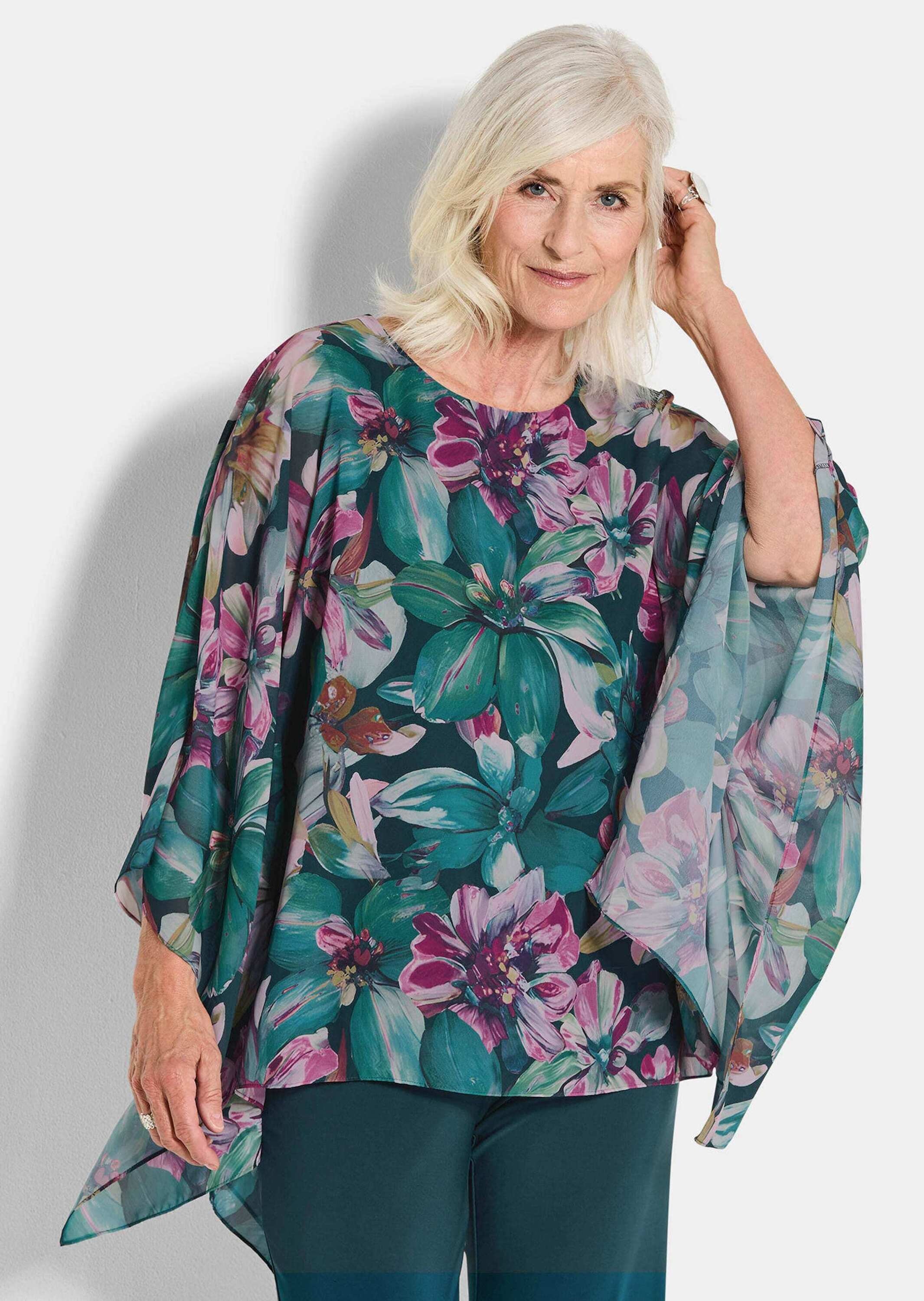 GOLDNER Tunika »Kurzgröße Blusenshirt mit Überwurf aus Chiffon«