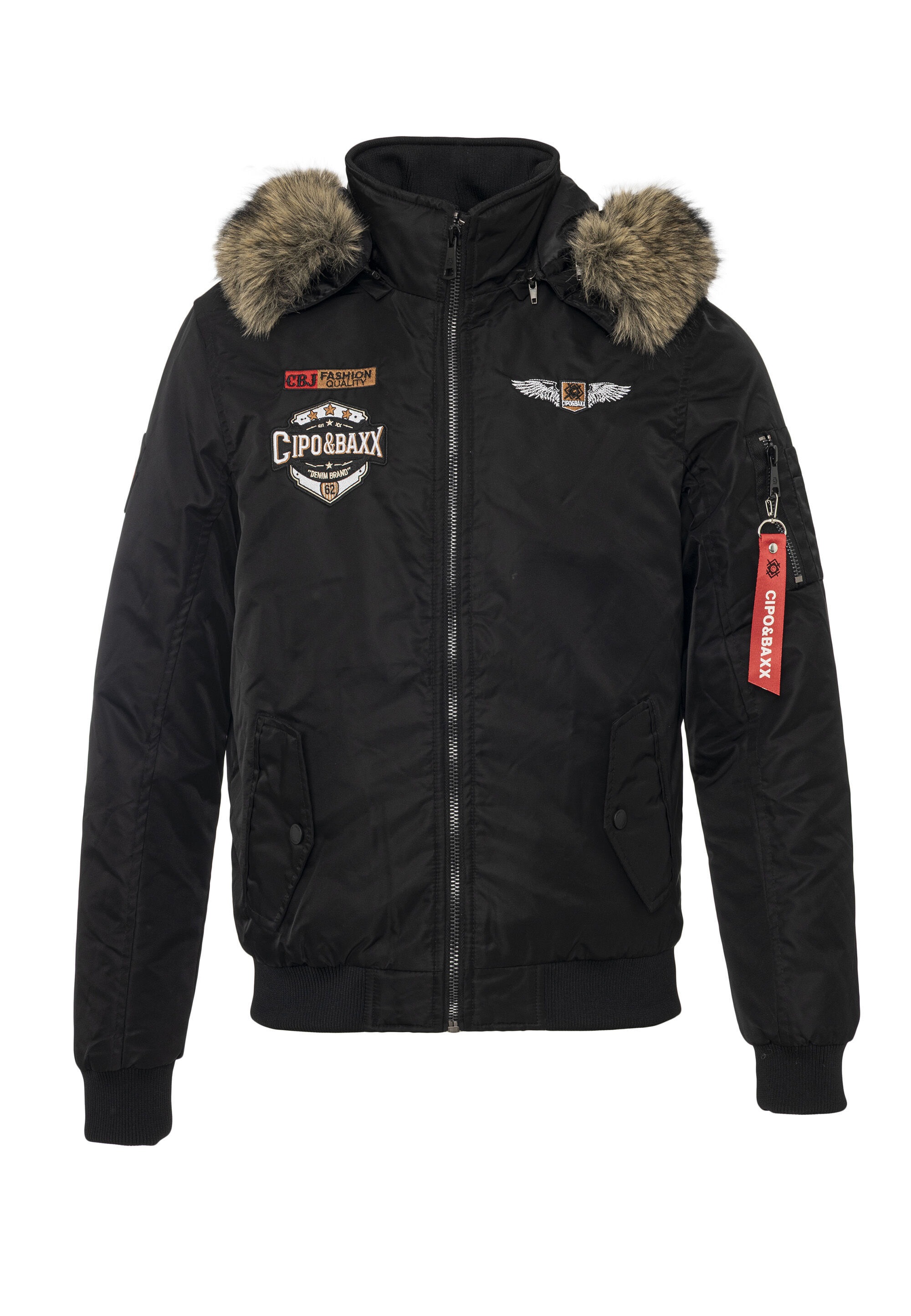Cipo & Baxx Winterjacke "CM229" mit Kapuze mit mehreren Patches, Stickereie günstig online kaufen