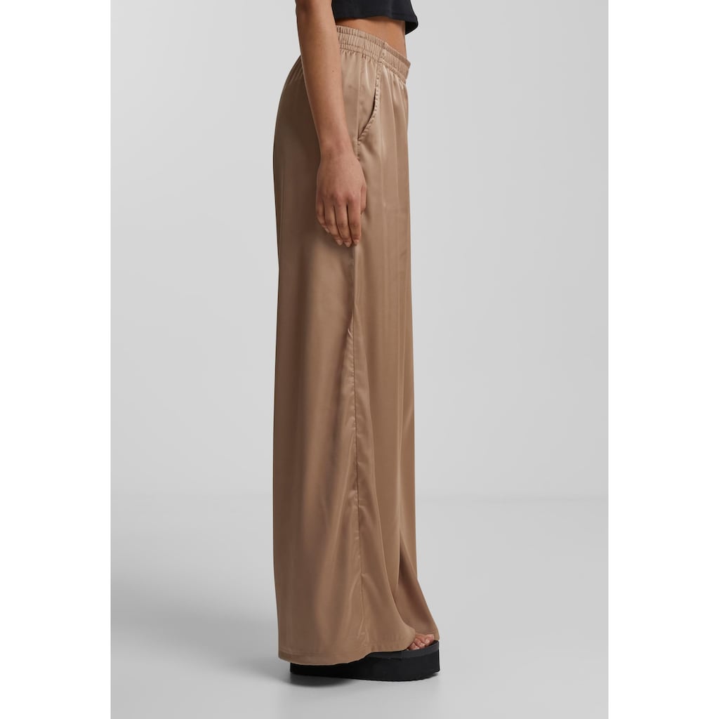 URBAN CLASSICS Stoffhose »Urban Classics Damen Ladies Satin Wide Leg Pants«, (1 tlg.)