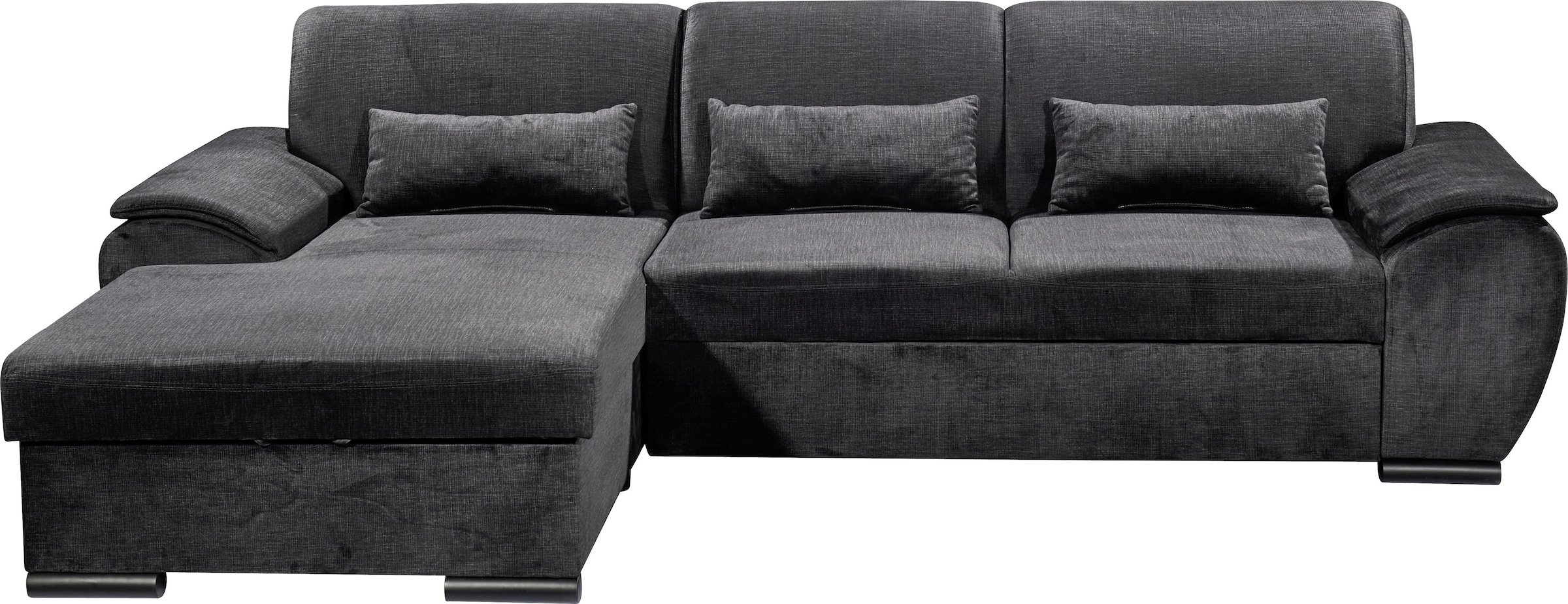 ED EXCITING DESIGN Ecksofa »Tampa L-Form«, mit Bettfunktion, Bettkasten & 3 Nierenkissen