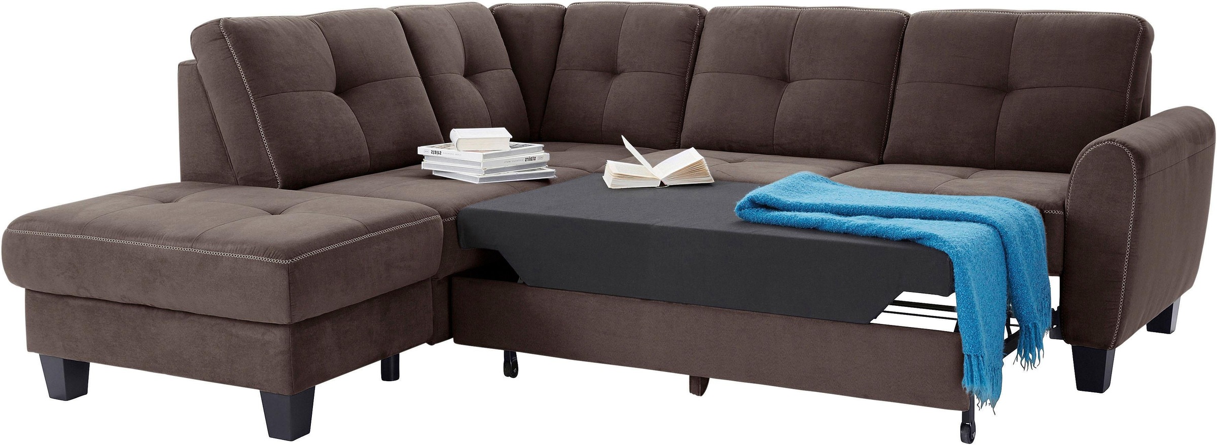 sit&more Ecksofa »Varese L-Form«, mit Federkern, wahlweise mit Bettfunktion und Stauraum