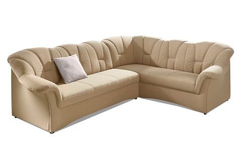 Ecksofa DOMO COLLECTION "Papenburg B/T/H: 242/190/84 cm L-Form", beige (natur), B:242cm H:84cm T:190cm, Struktur ( 90% Polyester, 10% Polyacryl);Microfaser PRIMABELLE (100% Polyester);Kunstleder SOFTLUX;Luxus-Microfaser (100% Polyester), Sofas, Ecksofa, w