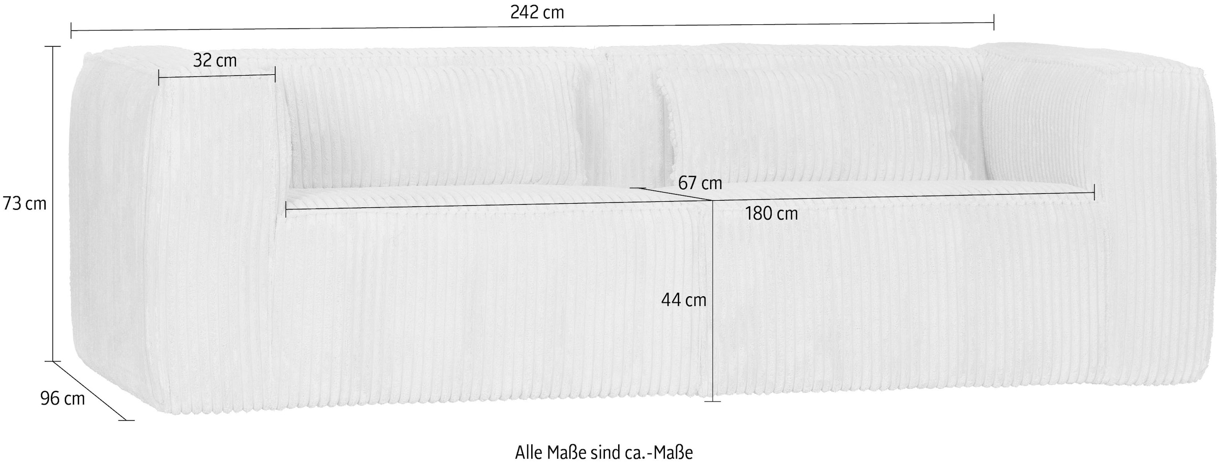 WOOOD 3,5-Sitzer »Bean H 73 x B 242 x T 96 cm« Tragkraft 350 kg, Maximale Verschleißfestigkeit, Pfleiglicht