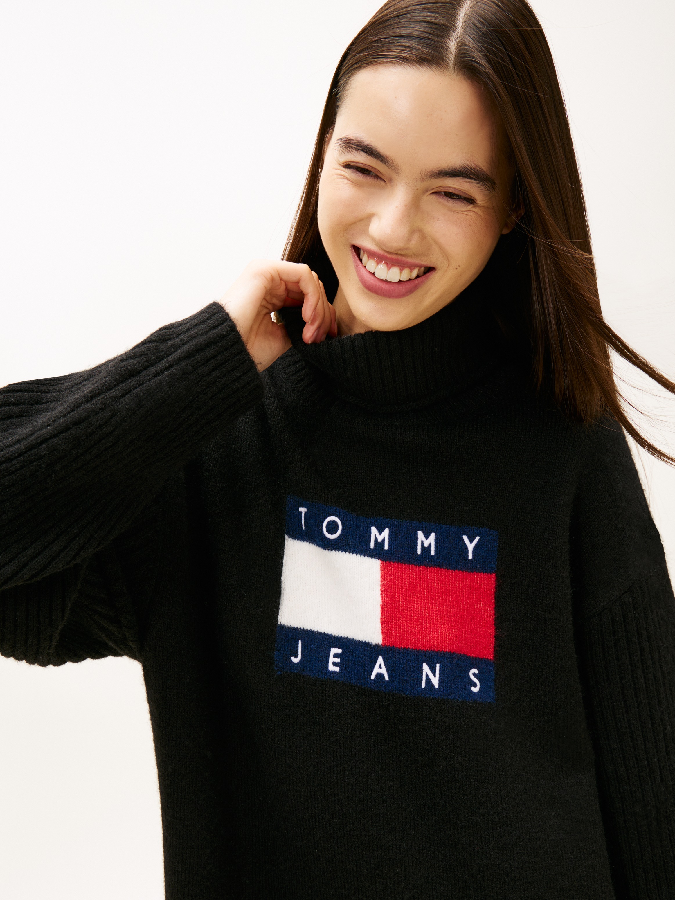 Thumbnail - Tommy Jeans Strickkleid "TJW TURTLENECK FLAG DRESS EXT"