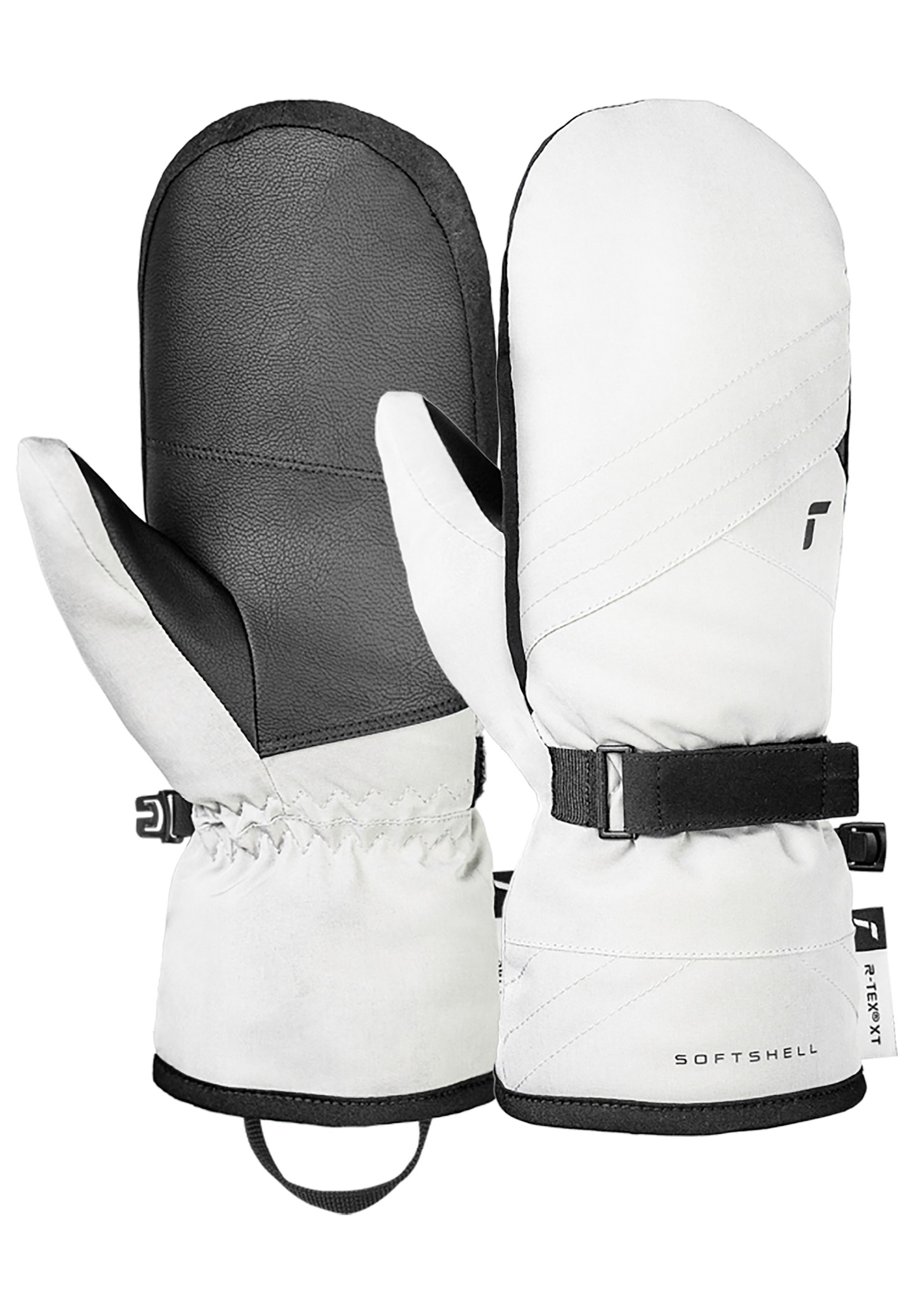 "Fäustlinge REUSCH ""Reusch Alena R-TEX XT Mitten"", Damen, Gr. 8,5, weiß (weiß, schwarz), 87% Polyester, 11% Lederimitat, 2% Elasthan, unifarben