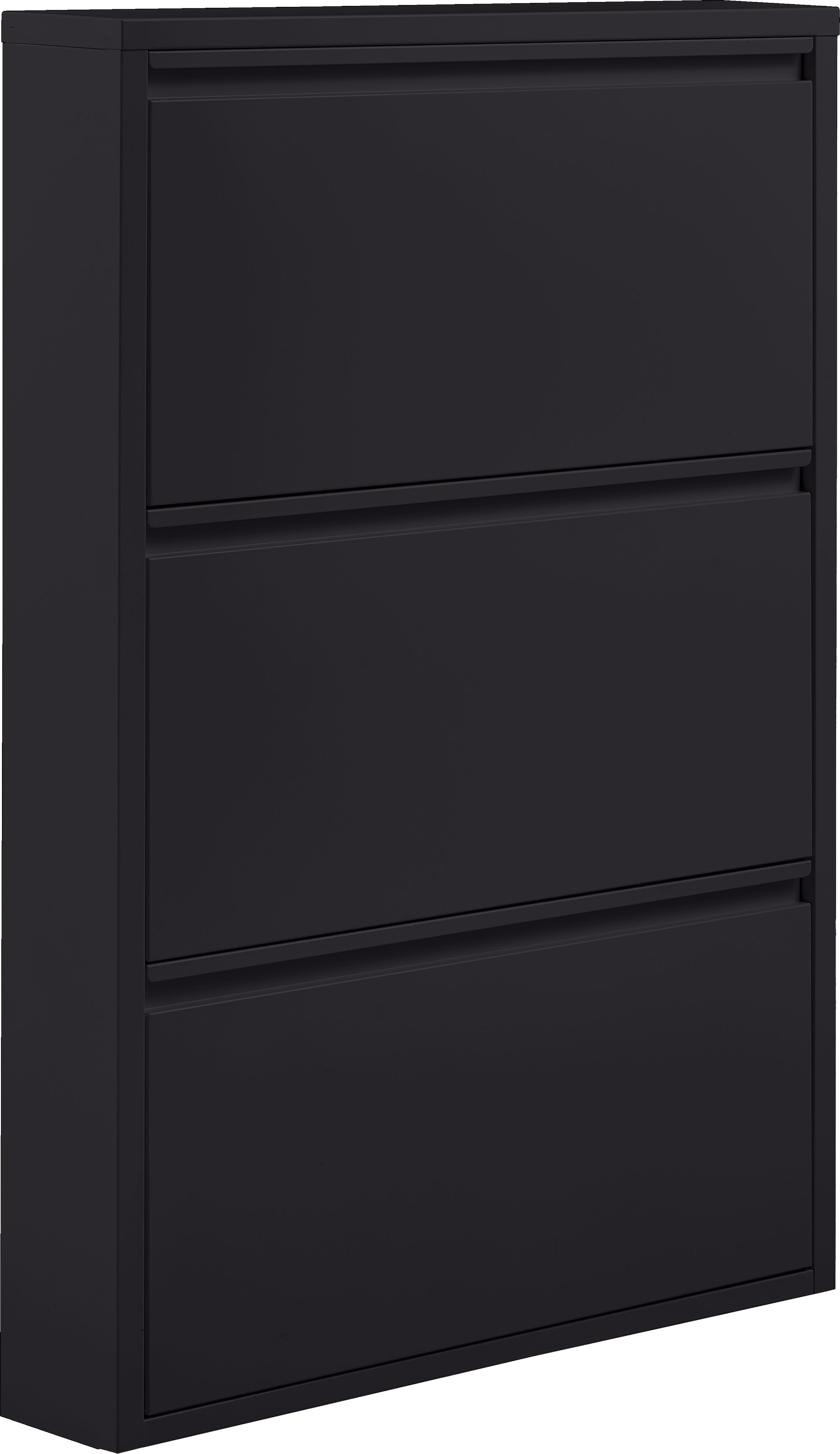 WOOOD Schuhschrank "Metall pulverbeschichtet mit Griffleiste H 103 x B 66 x T 16 cm" Tragkraft 20 kg pro Fach, einfach zu montierbar, pfleigleicht