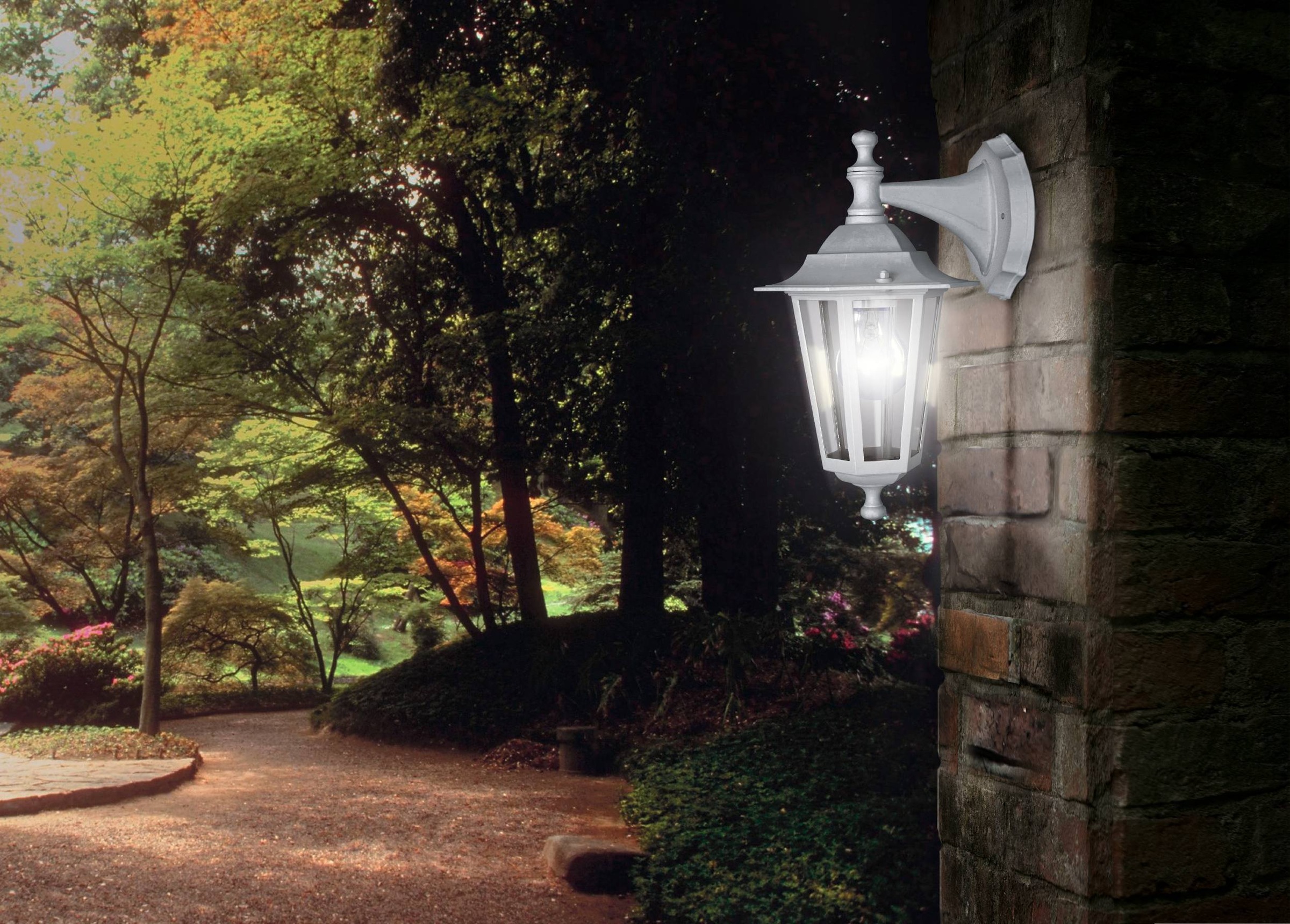 EGLO LED Wandleuchte »LATERNA 5 L16,5 x H35 x AL21 cm, spritzwassergeschützte Lampe«, 1 flammig, Leuchtmittel E27 | ohne Leuchtmittel, Außen-Wandlampe, Wandleuchte, Weiß, E27, IP44, L16,5 x H35 x AL21 cm