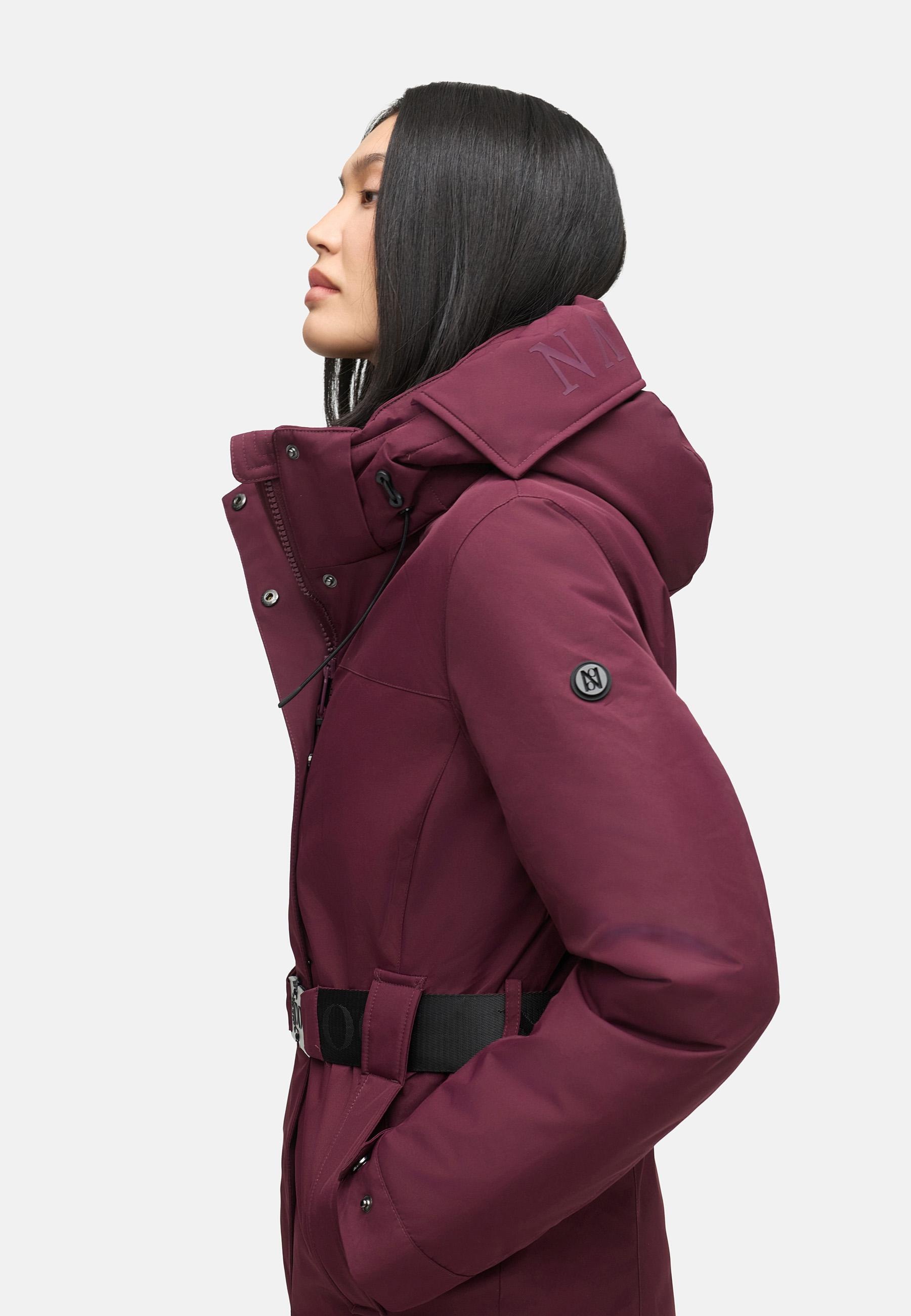 Navahoo Wintermantel »Frostkuss 14«, Warmer Damen Mantel mit abnehmbarer Kapuze und Taillengürtel