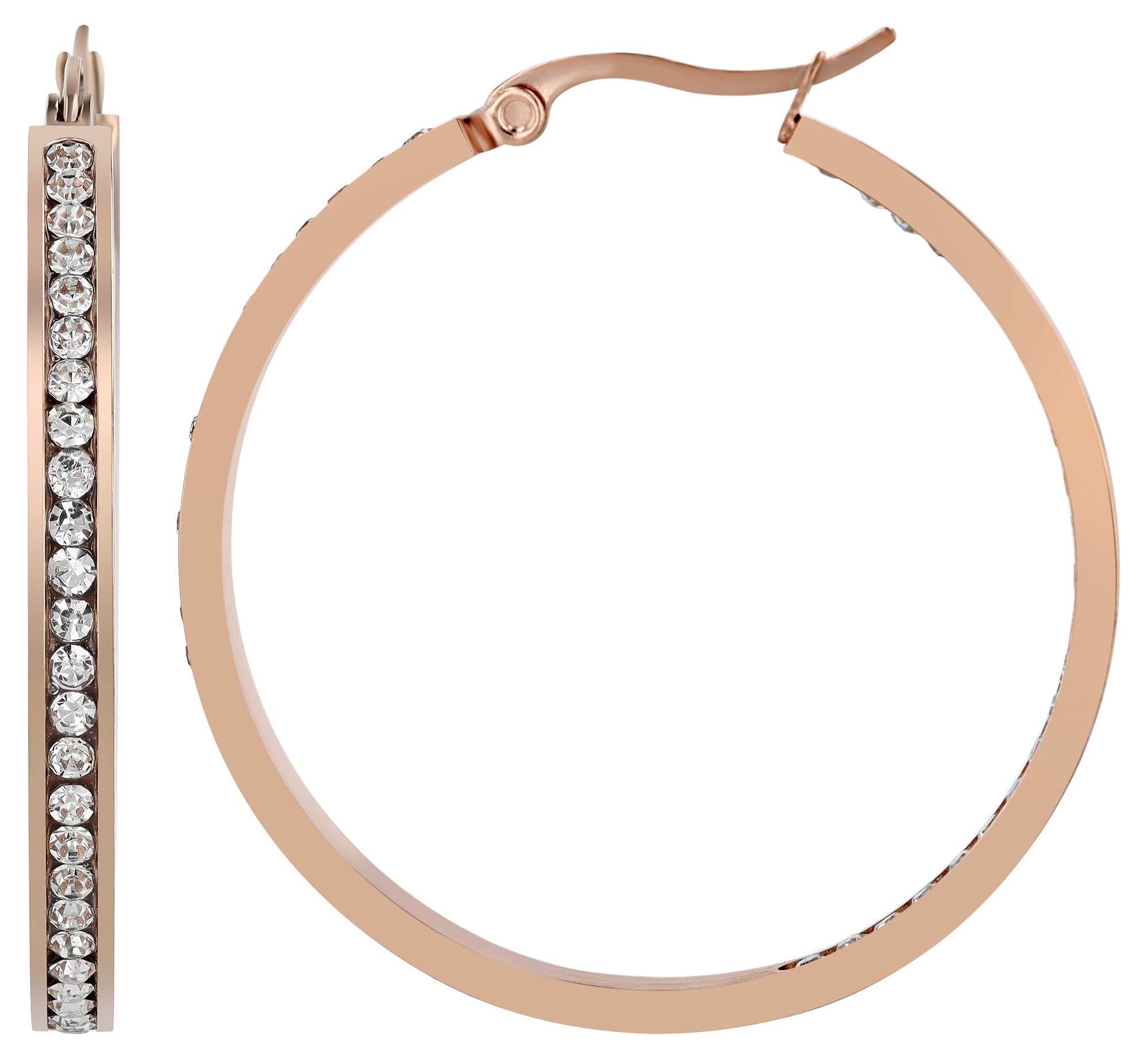 Adelia´s Paar Creolen »Damen Ohrringe – Creole aus Edelstahl mit Strass Steinchen« Ein kleines Geschenk mit großer Wirkung