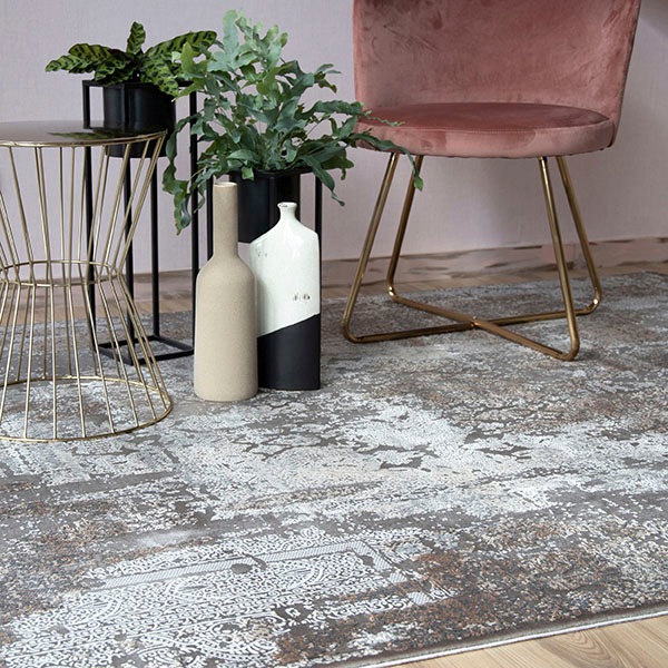 Teppich OBSESSION "My Jewel of Obsession 951", grau (taupe), B:80cm H:7mm L:150cm, Bambusseide, Teppiche, Teppich, Kurzflor, modernes abstraktes Design, besonders hohe Materialdichte 3