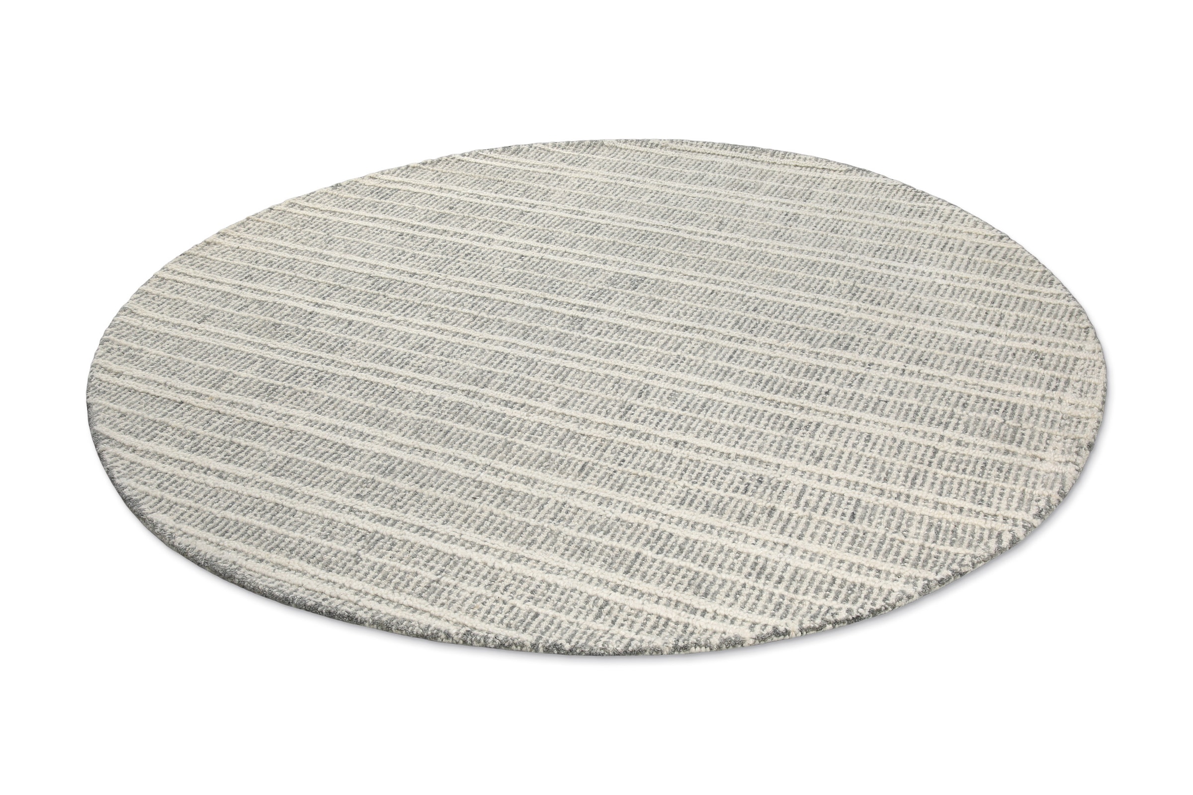 Wecon home Wollteppich »Hamptons FORTYFIVE«, rund, 15 mm Höhe, Schurwolle, Kurzflor, Wohn- & Schlafzimmer, elegant, Streifen Design
