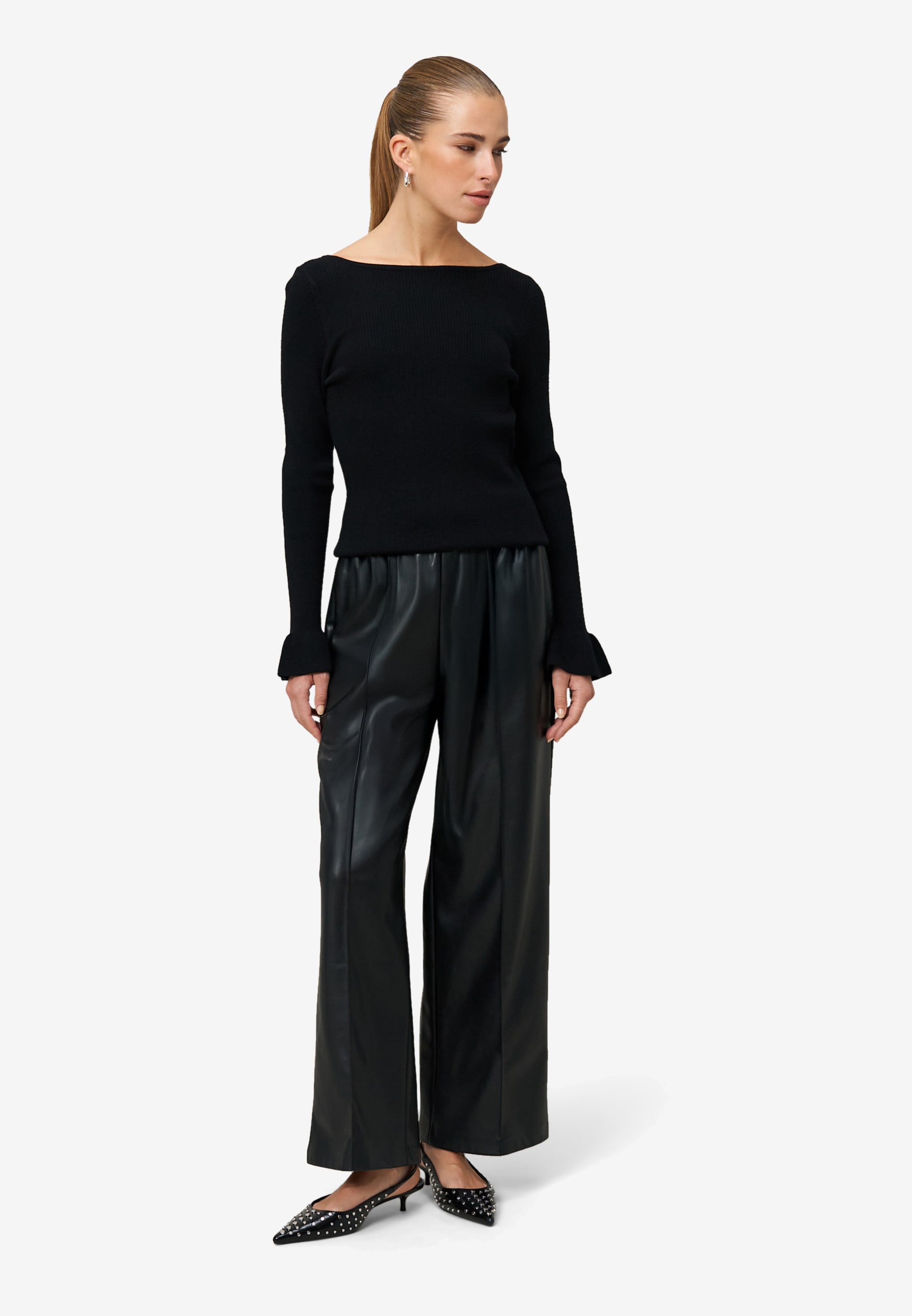 Zero Strickpullover mit U-Boot-Ausschnitt und Tulpen-Ärmeln