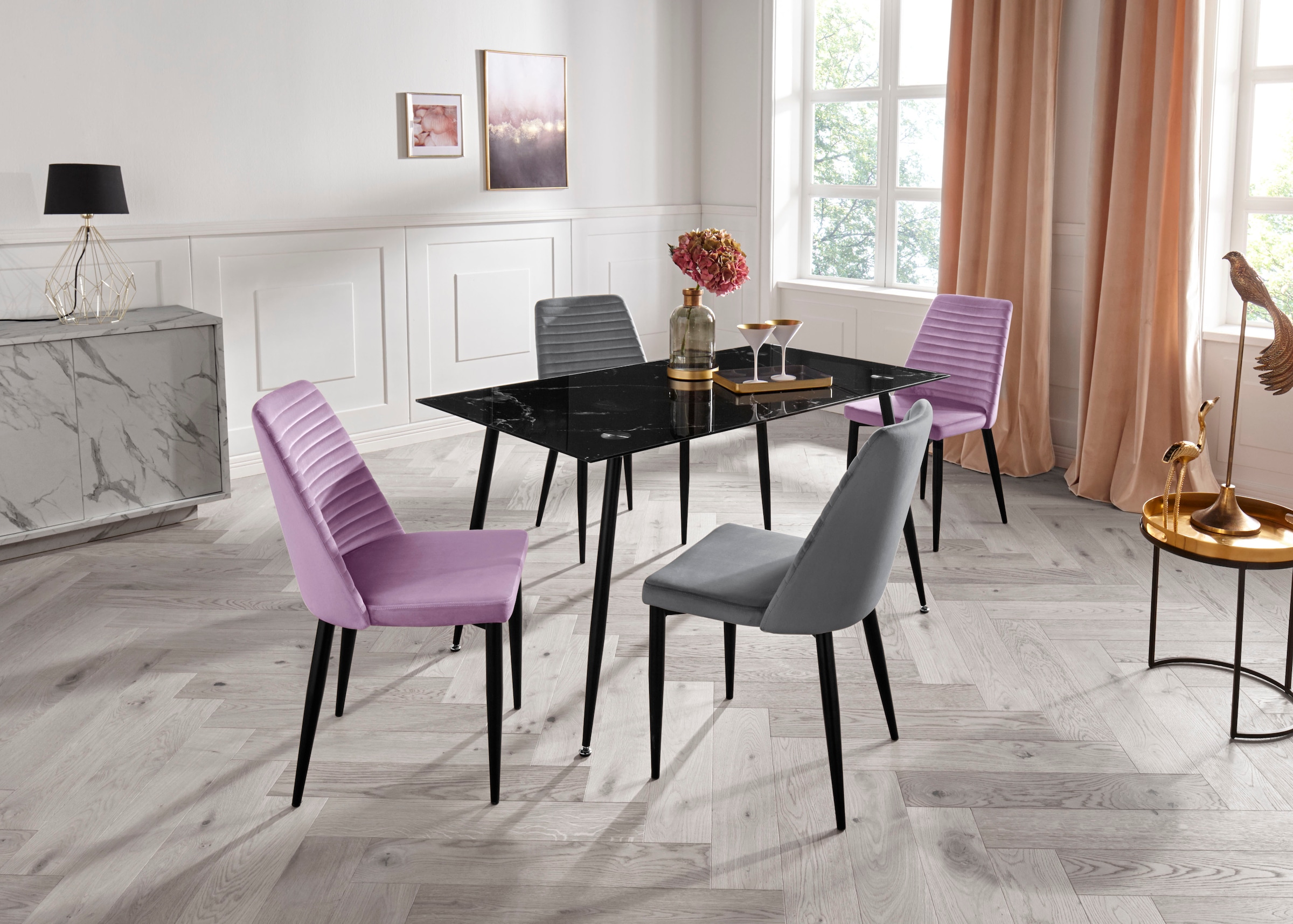 Home affaire Glastisch »Julia«, Breite 140 cm, in Marmor-Optik