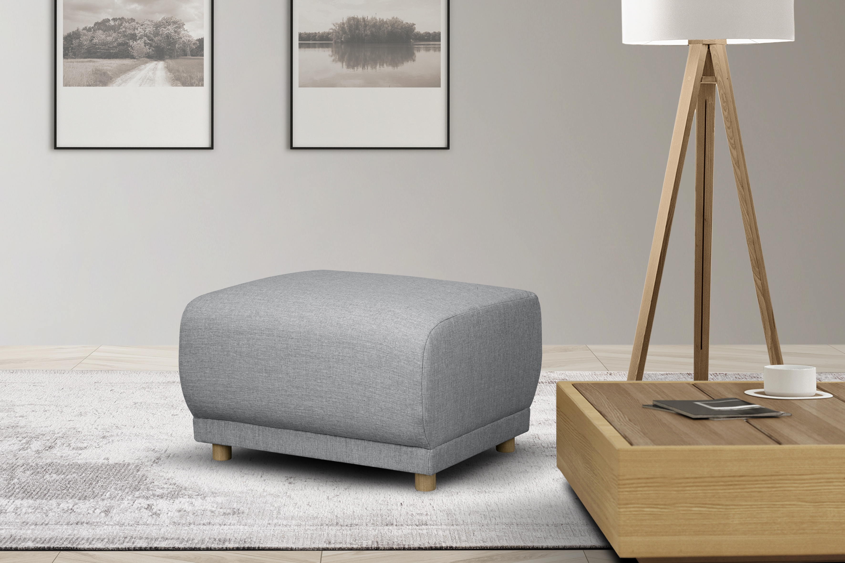 OTTO home Polsterhocker "LEMPS mit Wellenunterfederung, Maße B/T/H: 70/63/45 cm" passend zur Serie, in hochwertiger Verarbeitung