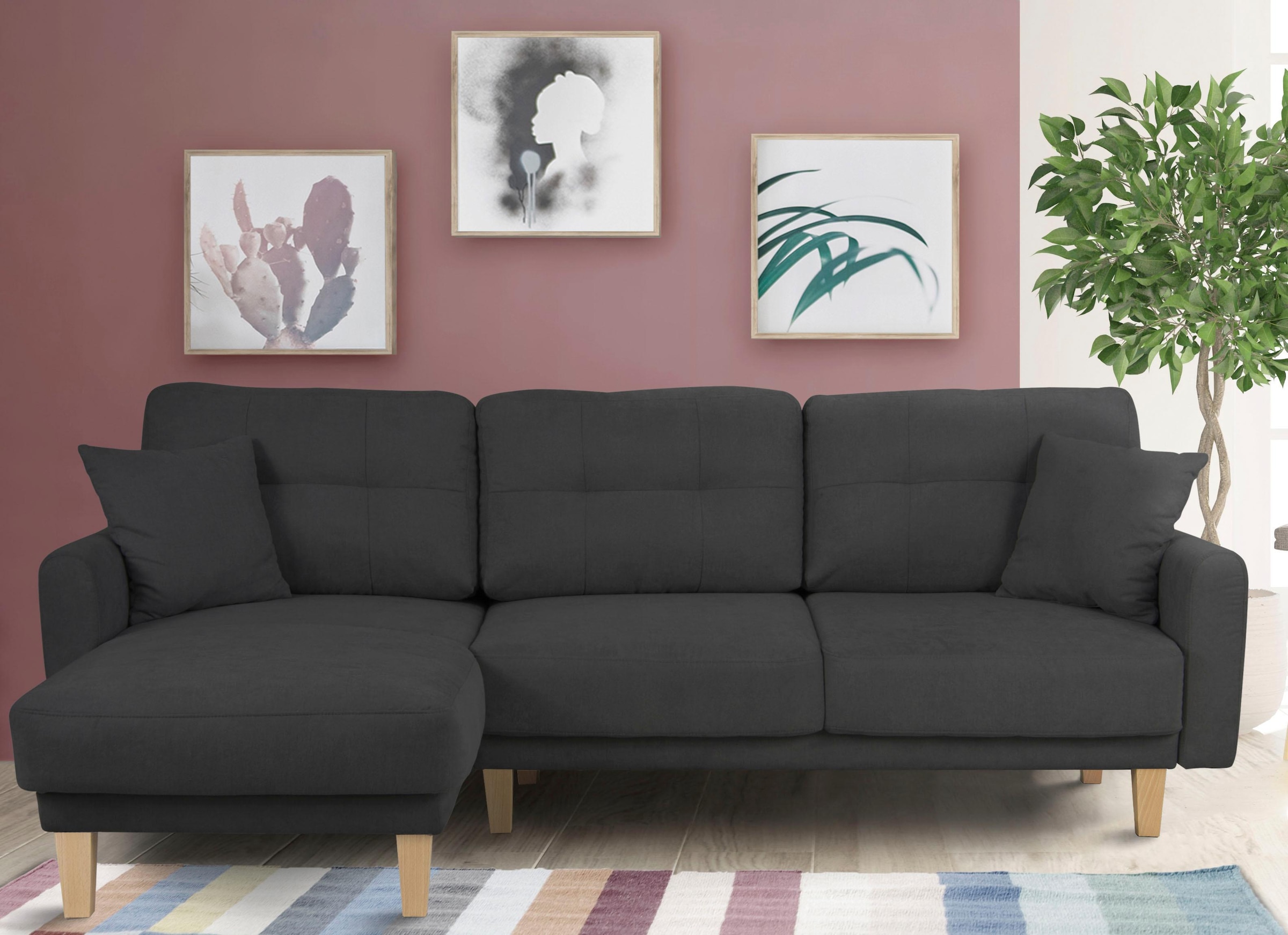 Home affaire Ecksofa »TRIPLO optionale Schlafsofa mit Bettkasten, Maße B/T/H: 234/164/89 cm« L-Form wahlweise mit Bettfunktion - Liegefläche 132x210 cm