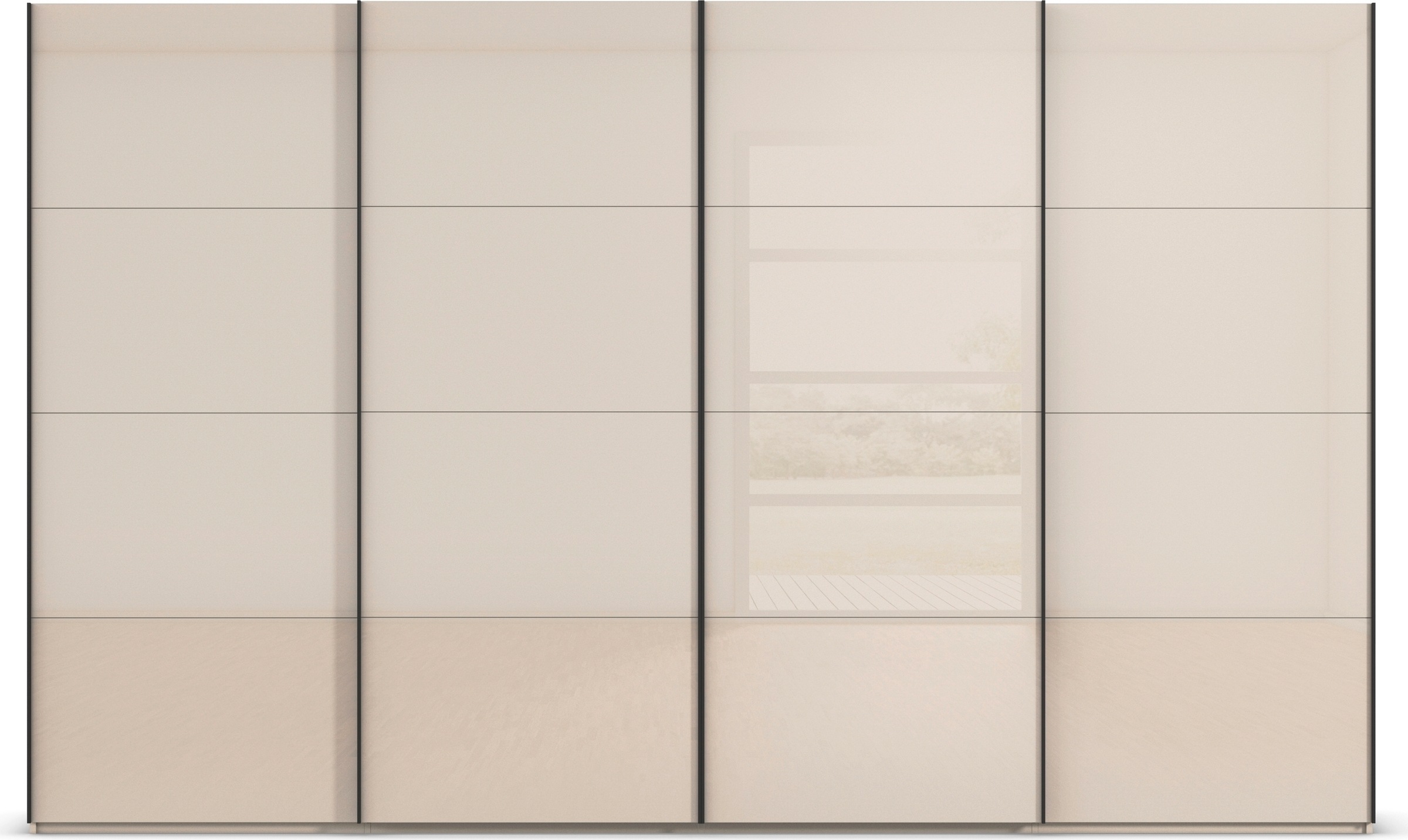 rauch Schwebetürenschrank »Kleiderschrank Schrank Garderobe Schlafzimmerschrank SCALE-FYRA«, edle viergeteilte Türen mit Glas-Front viele Farben MADE IN GERMANY