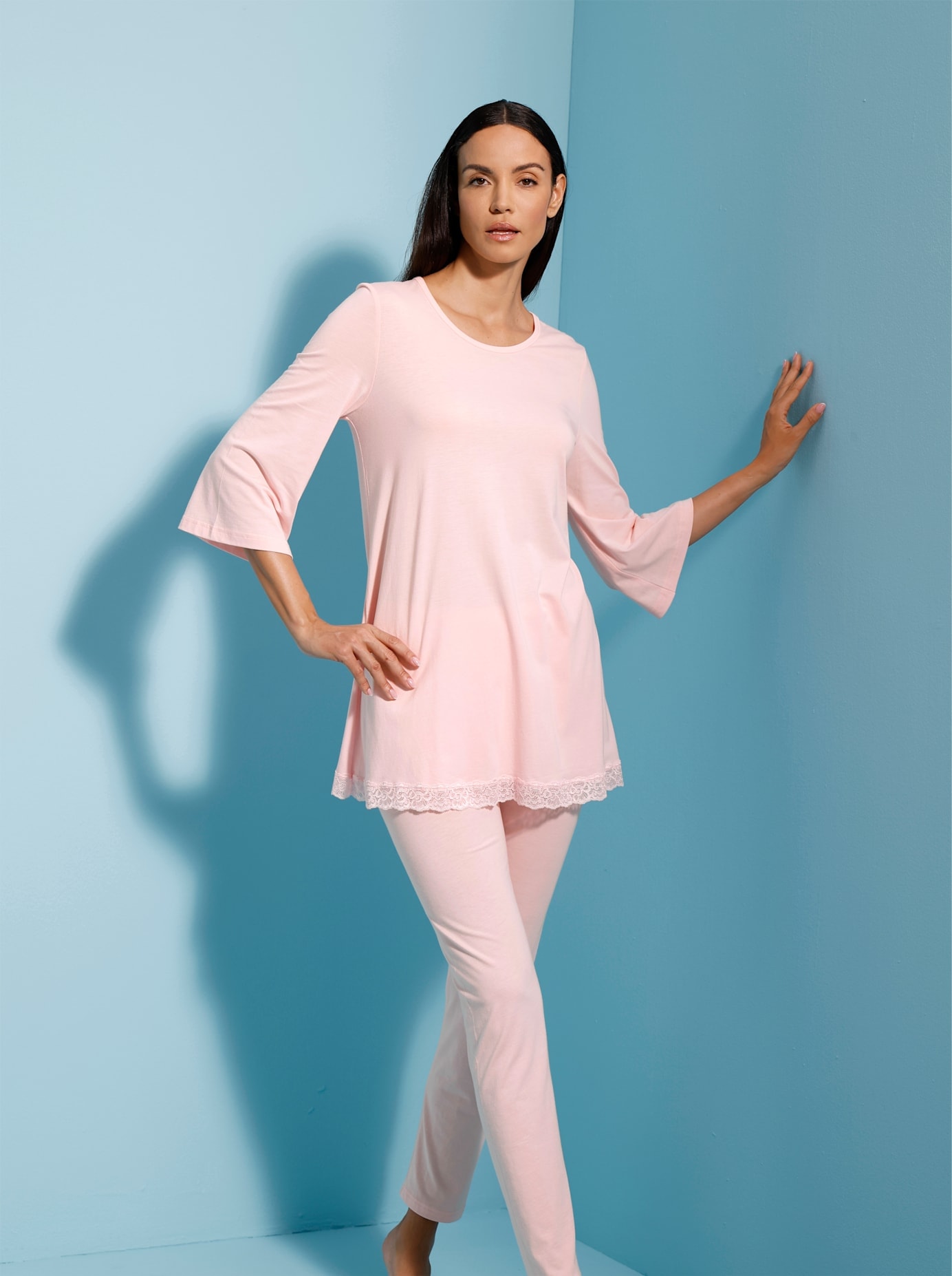 WÄSCHEPUR Damen Schlafanzug, Gr. 48rosé, 50% Baumwolle, 50% Viskose, Homewear-Sets