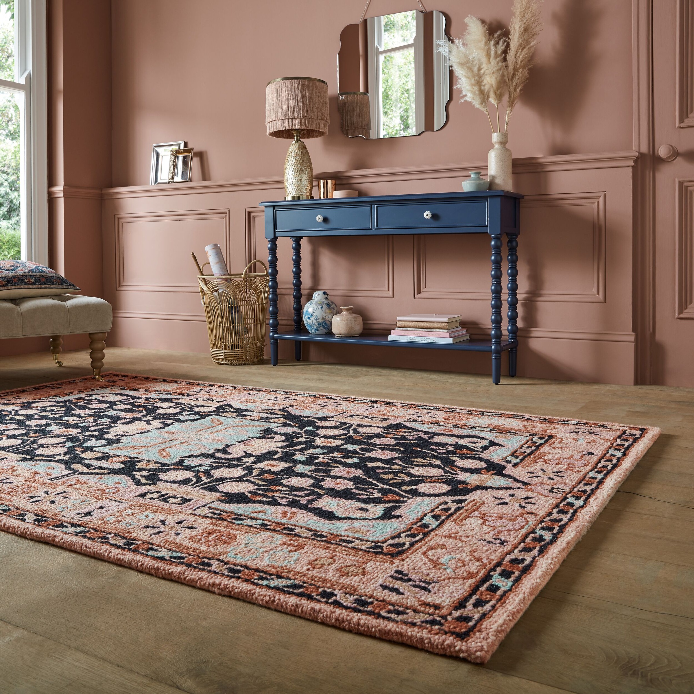 FLAIR RUGS Wollteppich »Blossom«, rechteckig, 5 mm Höhe, Traditioneller Wollteppich Blossom