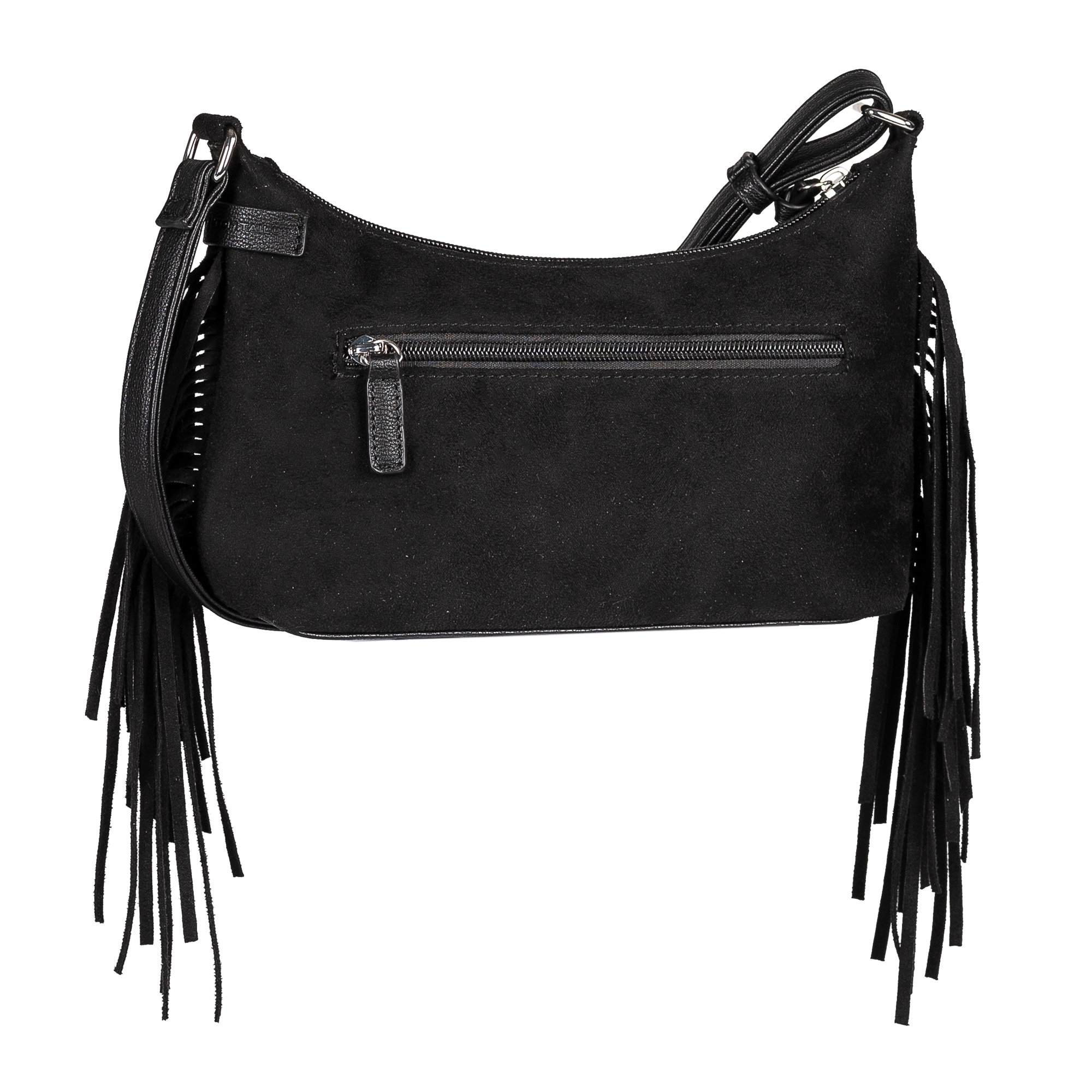 TOM TAILOR Denim Umhängetasche "Deyanira" Damen Schultertasche, Handtasche mit weich fallenden Fransen