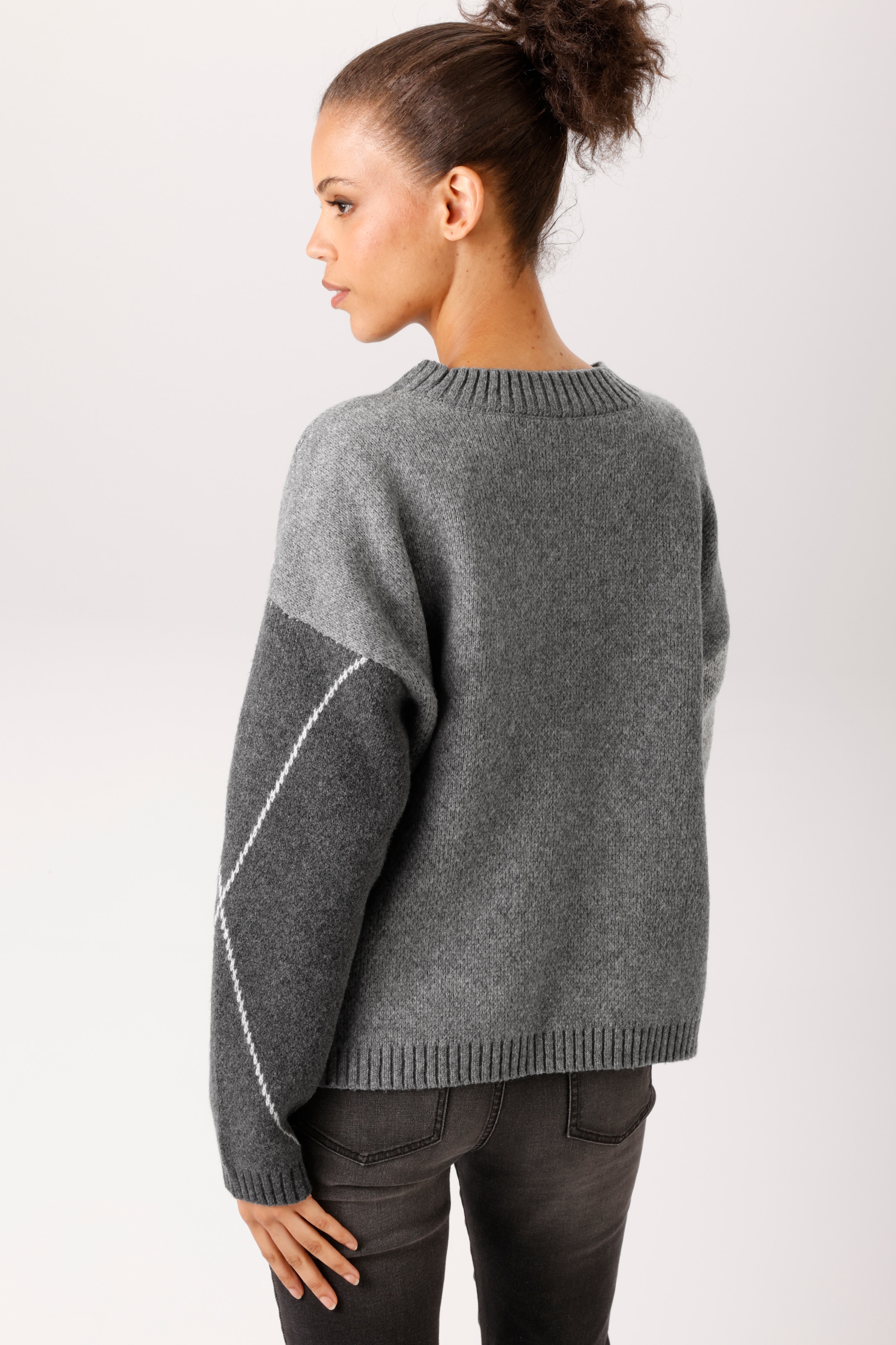 Aniston CASUAL Strickpullover mit großflächigem Rauten-Muster - NEUE KOLLEKTION