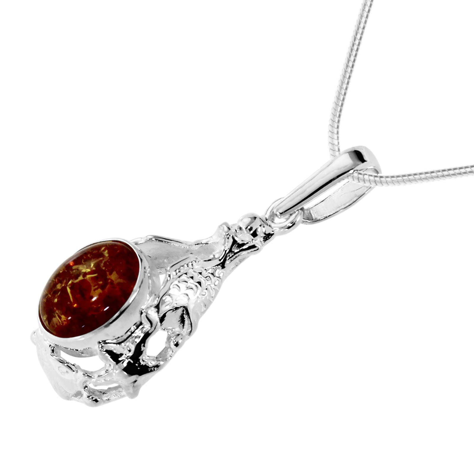 OSTSEE-SCHMUCK Kette mit Anhänger »- Fischland 34x14 mm - Silber 925/000 - Bernstein«