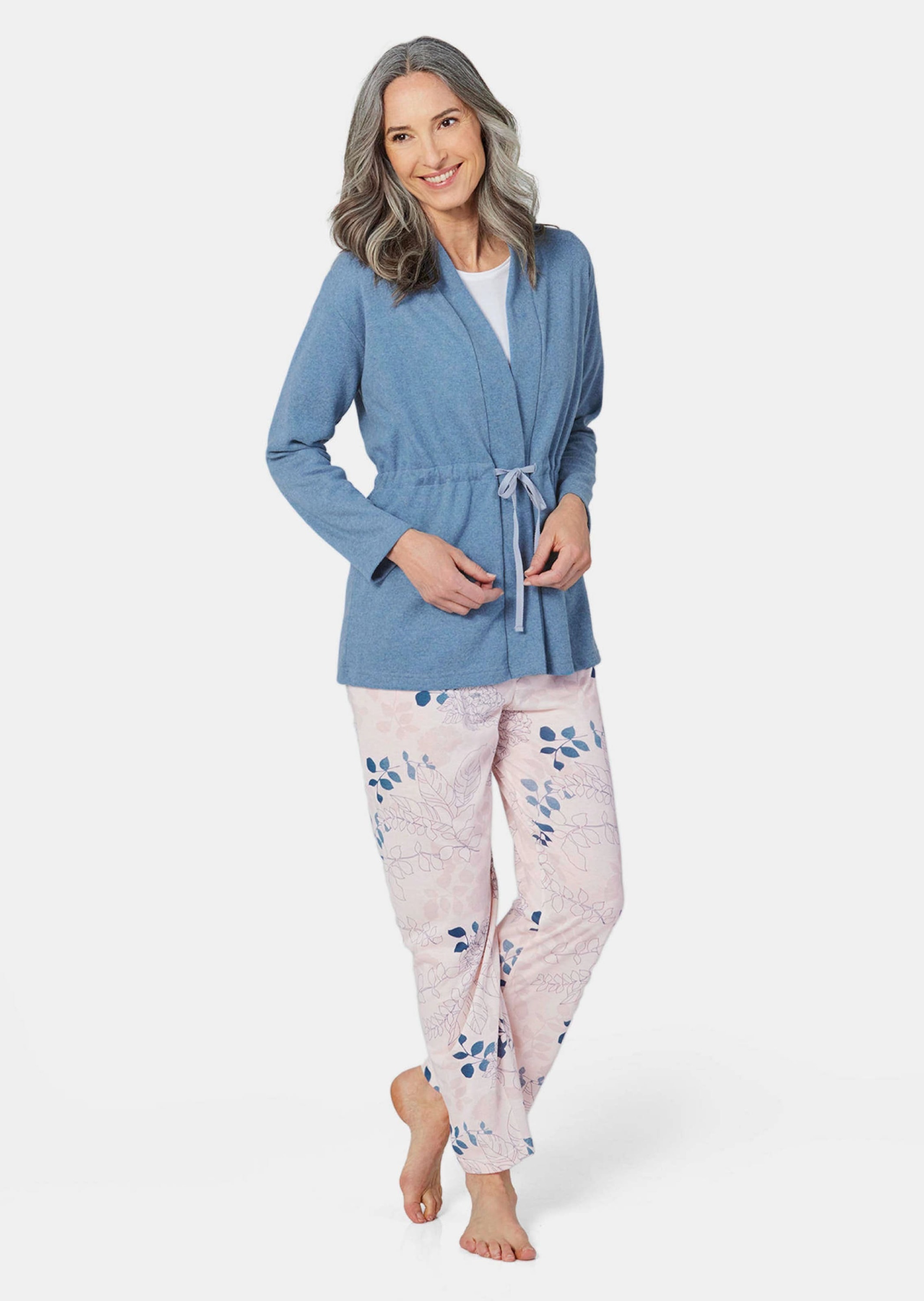 GOLDNER Fleecejacke "Kurzgröße Kuscheliger Cardigan mit Bindeband" Bindegür günstig online kaufen