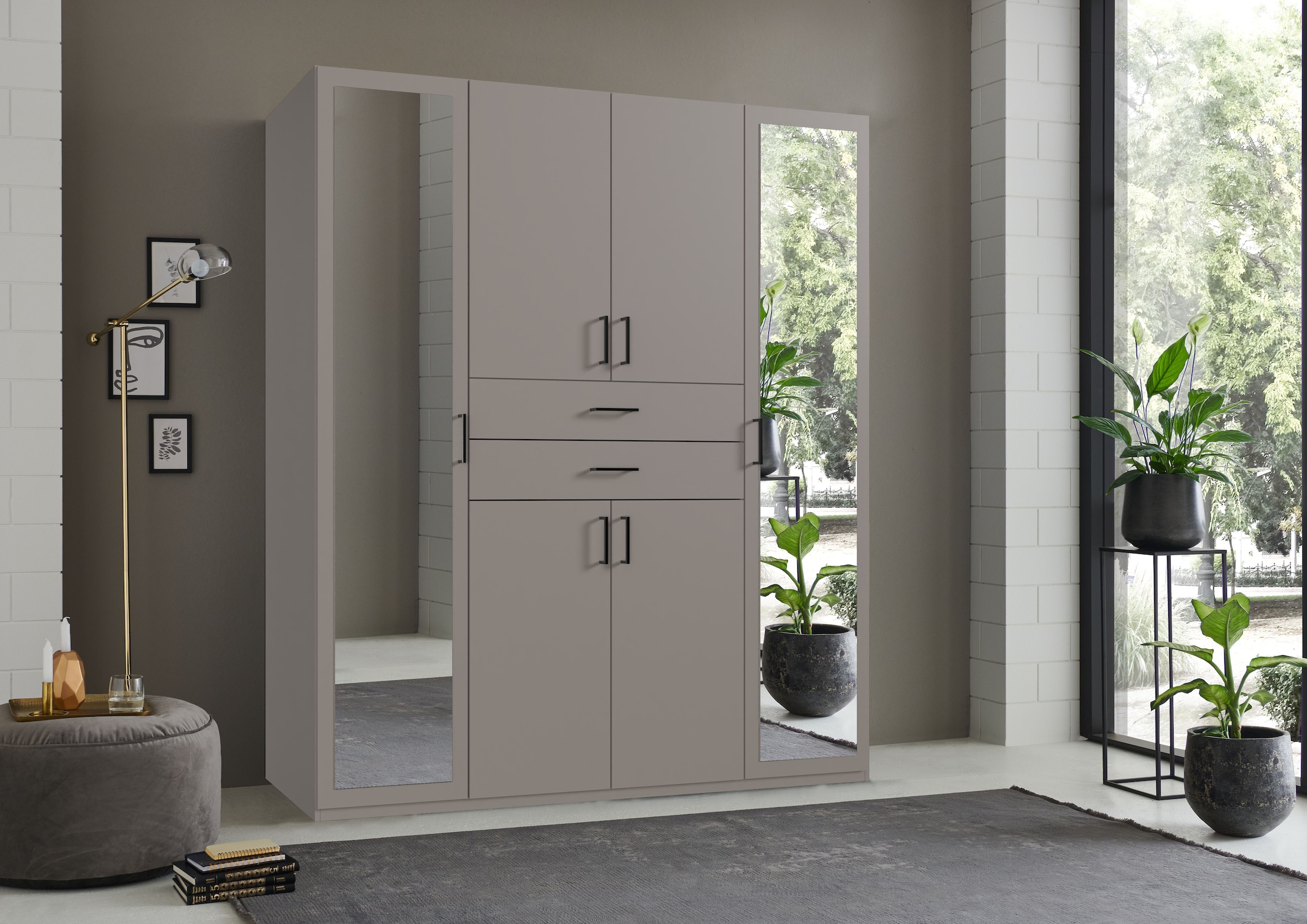 Wimex Kleiderschrank »Diver Drehtürenschrank mit Spiegel, 180, 225 o. 270cm breit«, Bestseller Schlafzimmerschrank wahlweise 3 Innenausstattungen