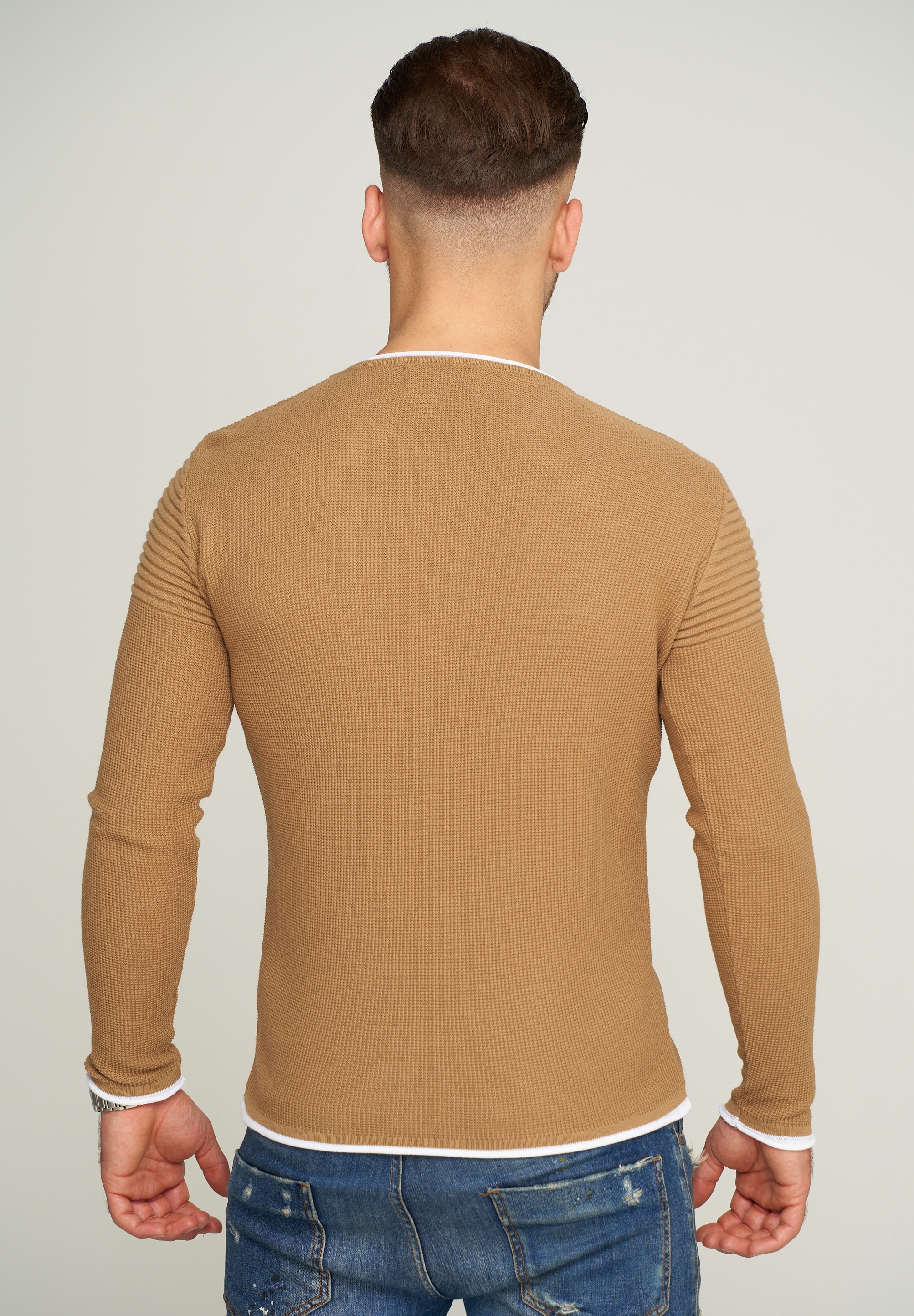 behype Strickpullover »MKLAYER57«, in trendiger Layer-Optik