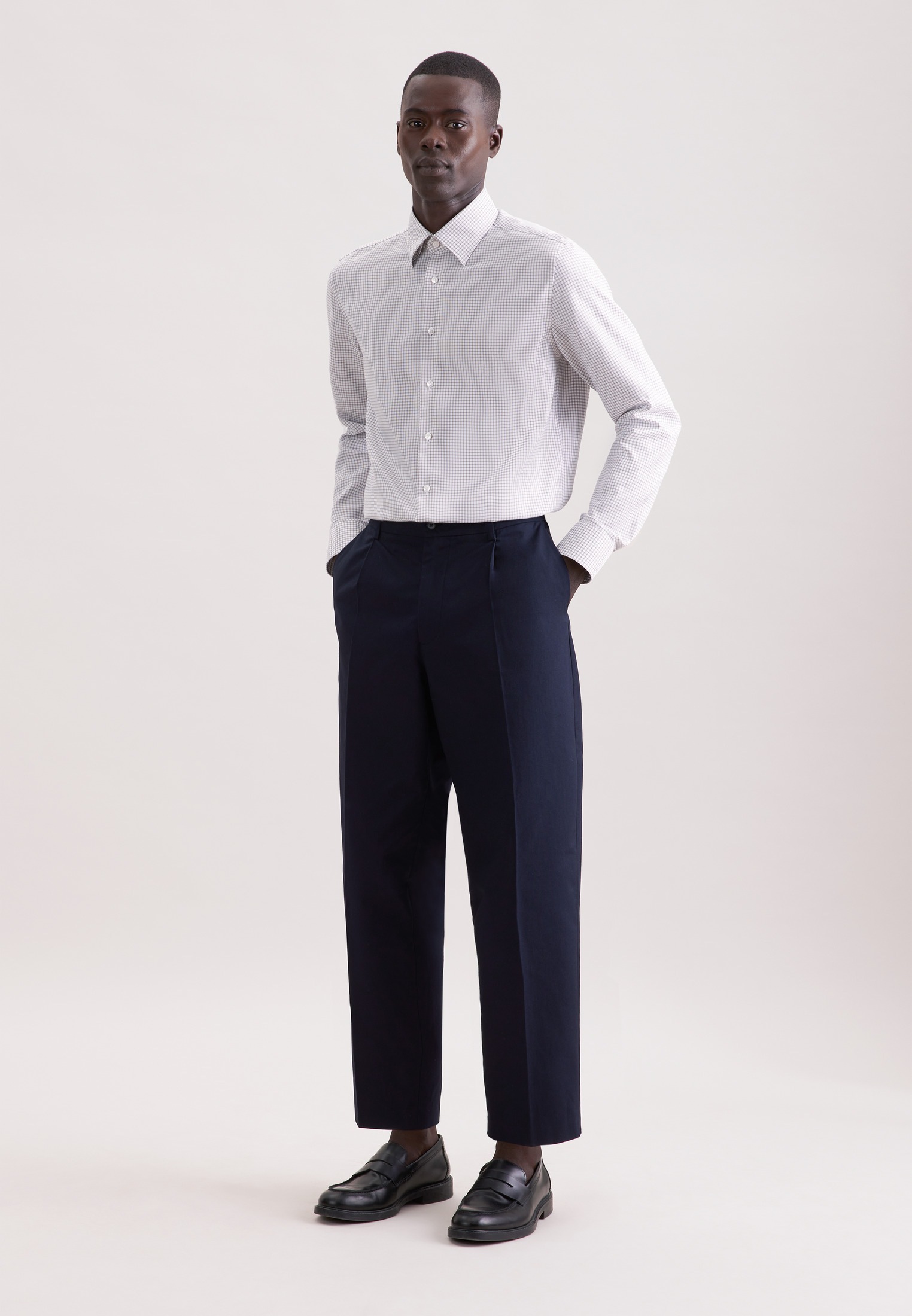 Thumbnail - seidensticker Businesshemd "Schwarze Rose" Shaped 1/1 Covered-Button-Down-Kragen Karo