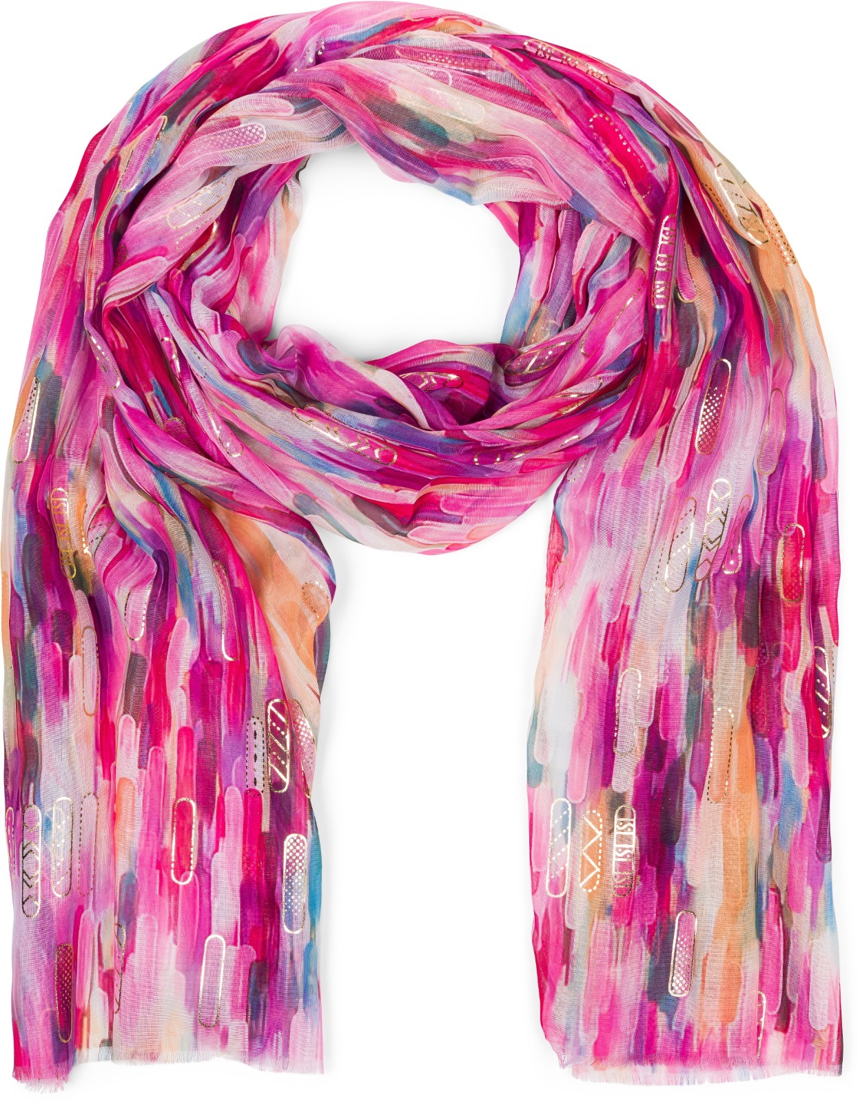 styleBREAKER Schal "Leichter Schal mit Streifen Farbverlauf Metallic" 1 Stk.