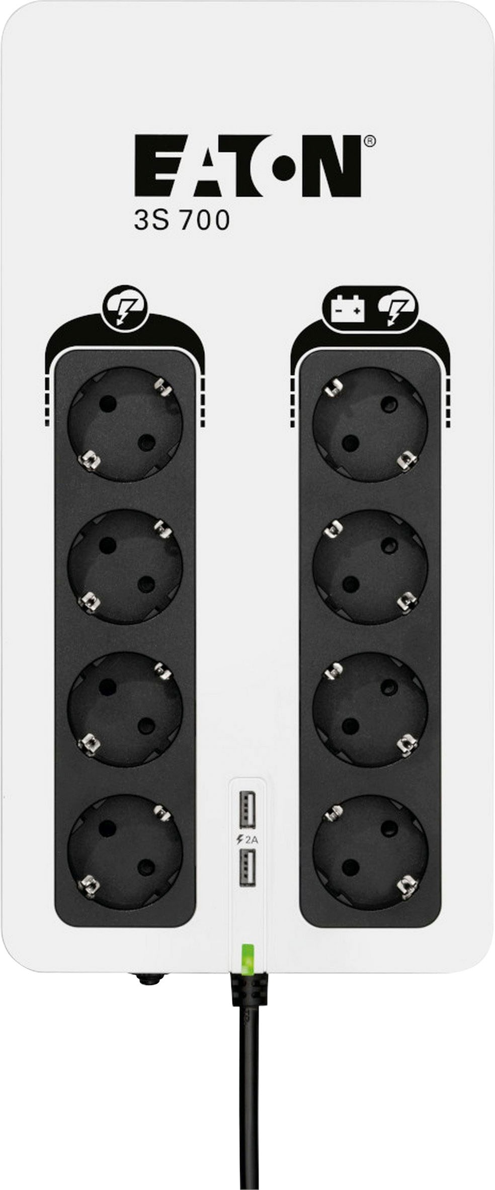 EATON Steckdosenleiste "3S 700 DIN", B:17cm H:8,6cm T:33,5cm, schwarz-weiß, Werkstatt, Steckdosenleisten