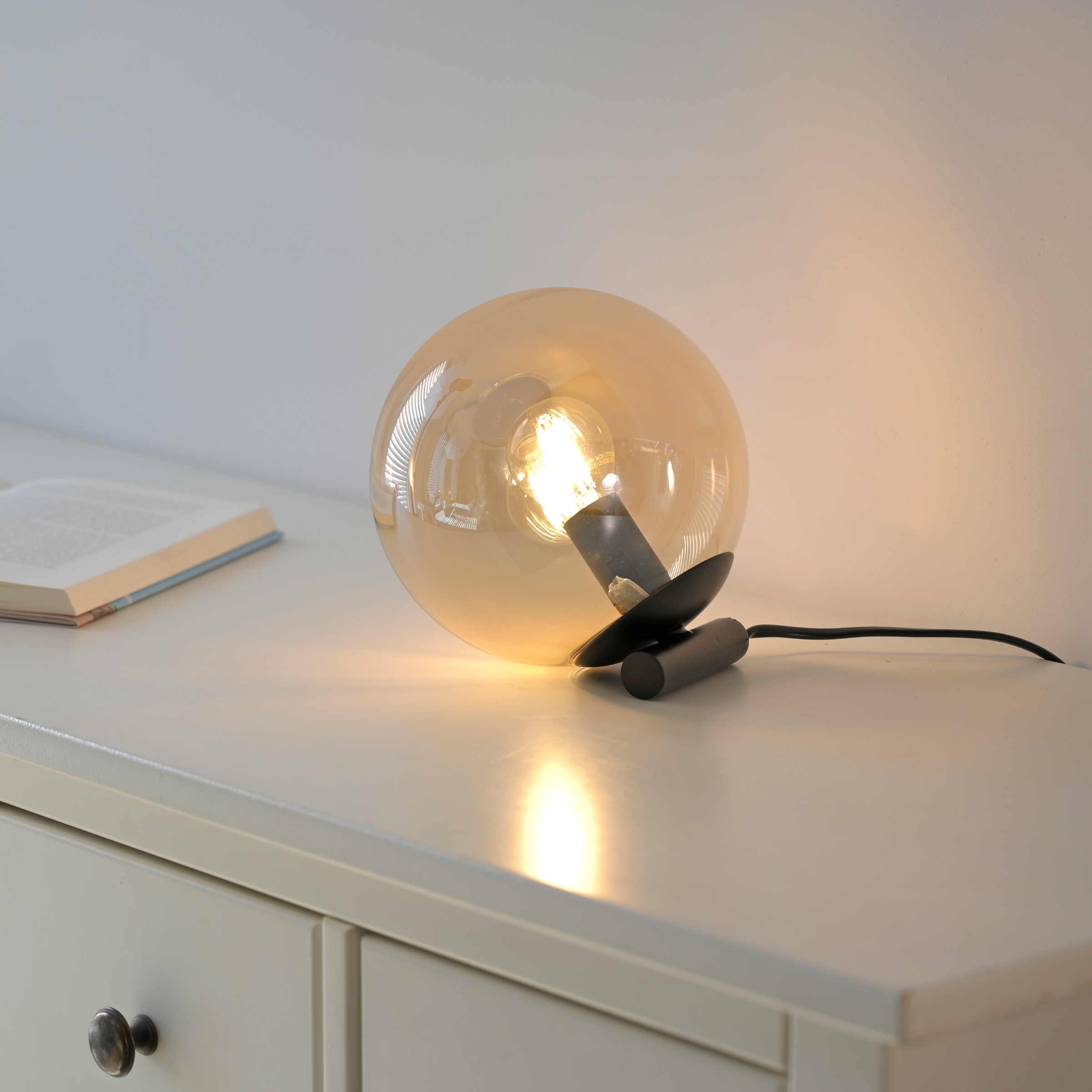 my home Tischleuchte »Nymölla«, 1 flammig, Leuchtmittel E14 | ohne Leuchtmittel, Tischleuchte mit großer Glaskugel, amberfarben oder opal matt weiß