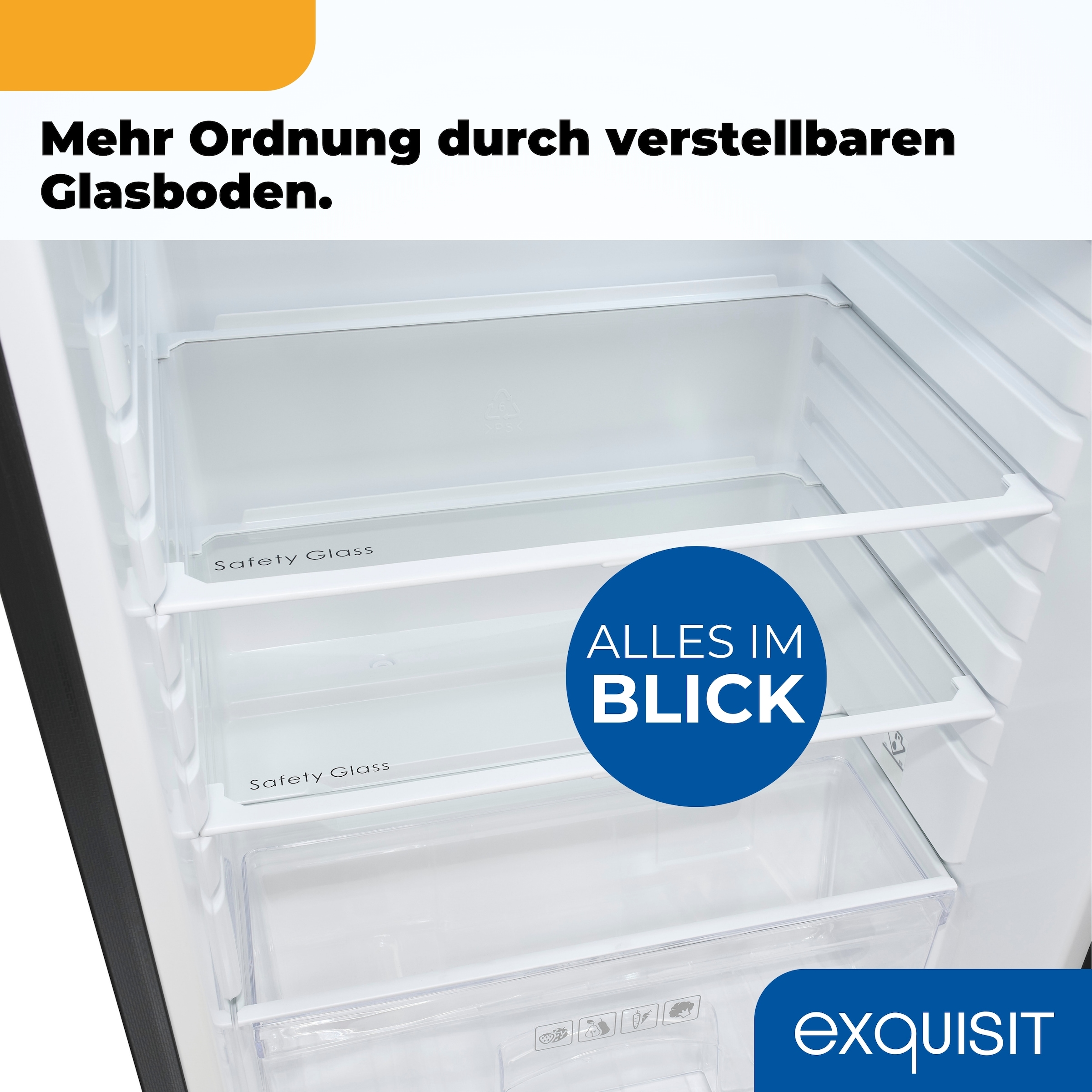 exquisit Kühlschrank KS16-V-H-040E inoxlook-az »KS16-V-H-040E inoxlook-az« 85,5 cm hoch 55 cm breit
