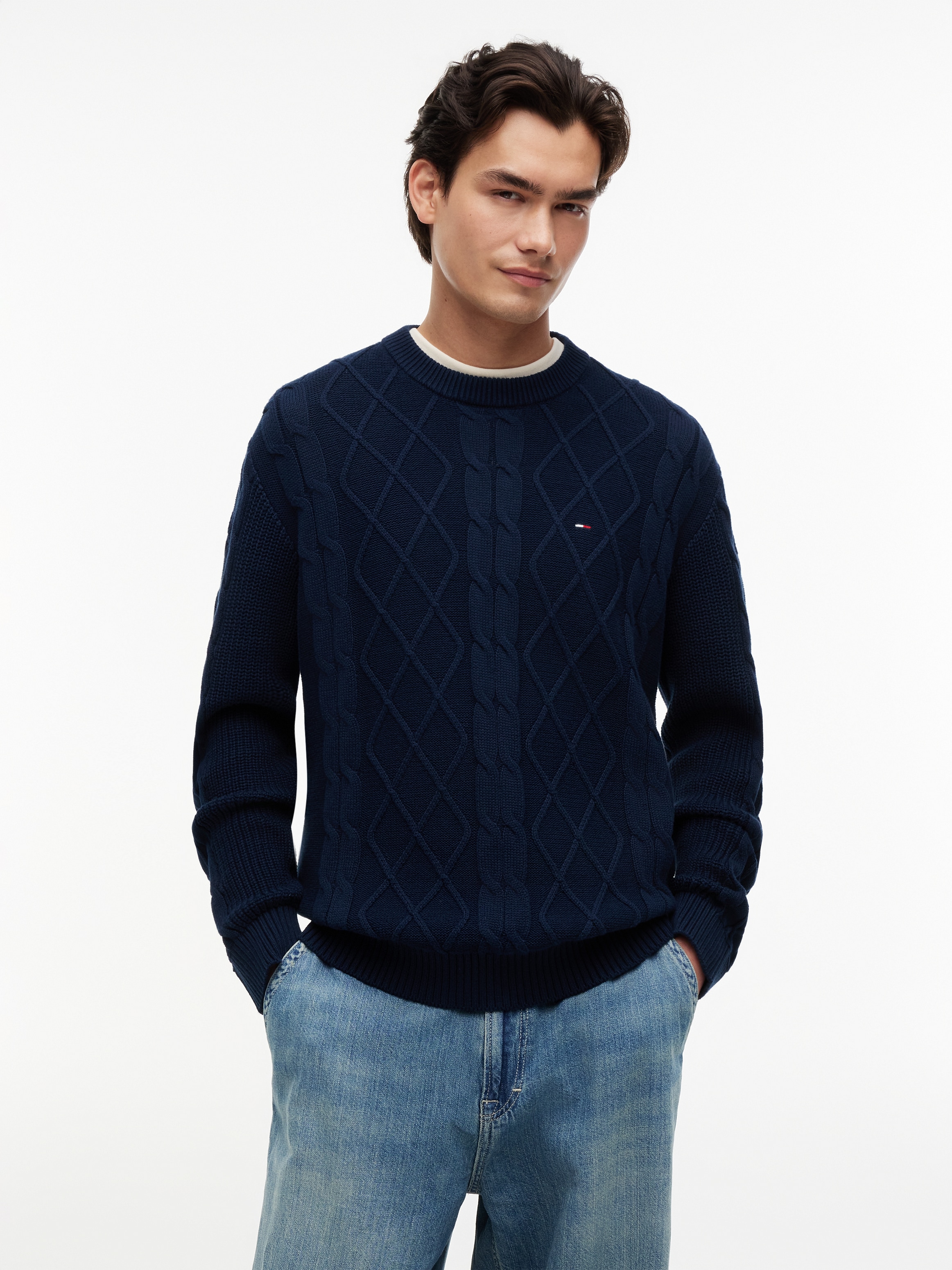 Tommy Jeans Rundhalspullover "TJM REG CABLE KNIT SWEATER"