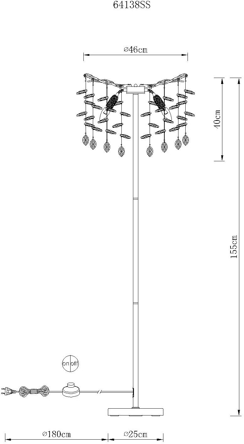 GLOBO LIGHTING Stehlampe »QUEENA« E14 1 Stk. Stehleuchte für Wohn- & Schlafzimmer Kristall