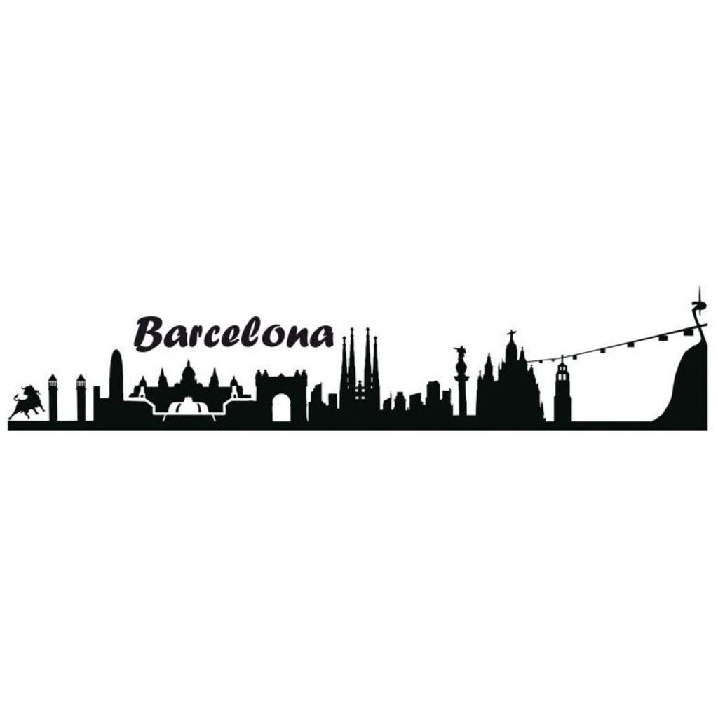 Wall-Art Wandtattoo »Stadt Skyline Barcelona 100cm«, (1 St.), selbstklebend, entfernbar