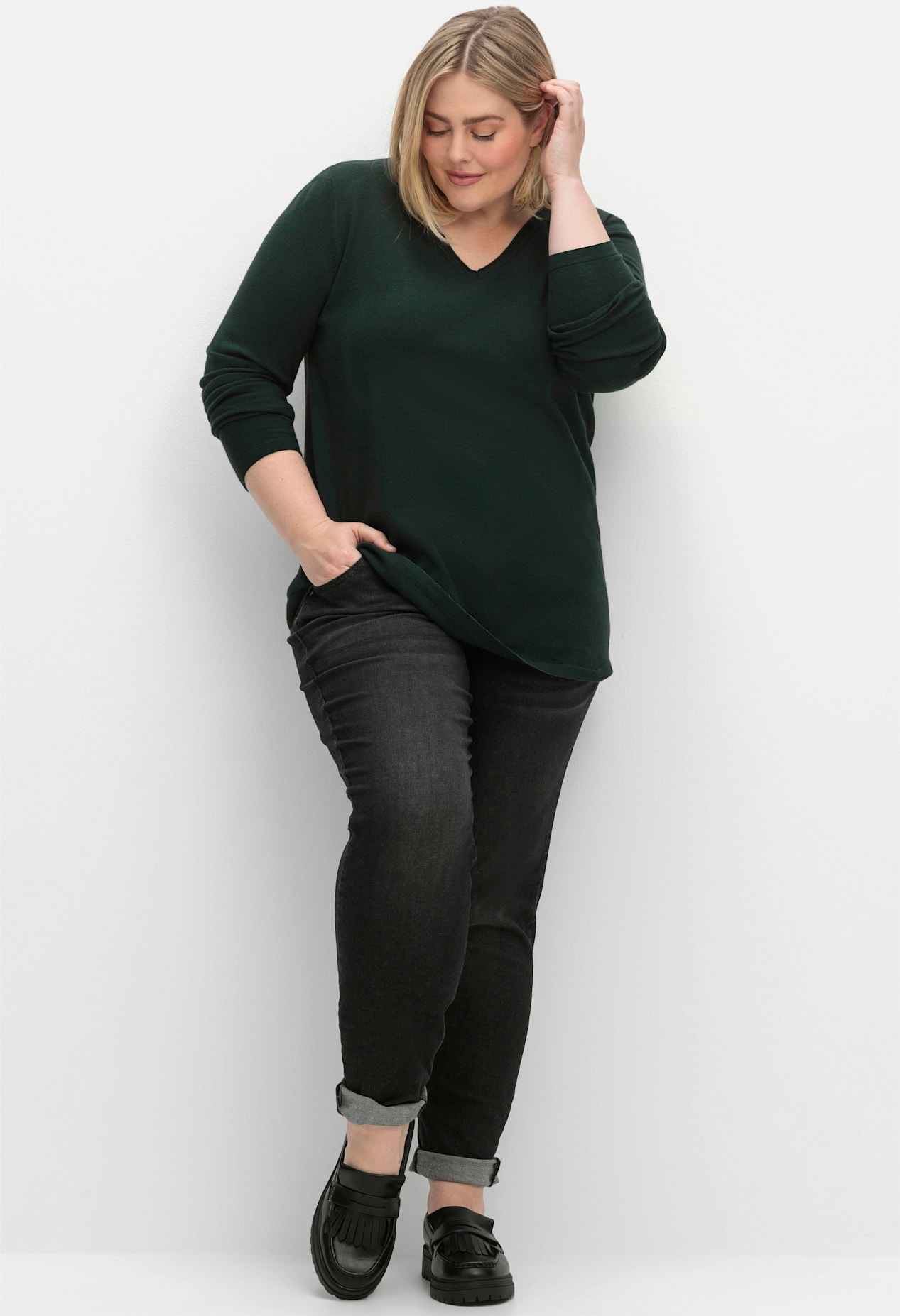 Sheego V-Ausschnitt-Pullover "V-Ausschnitt-Pullover" günstig online kaufen