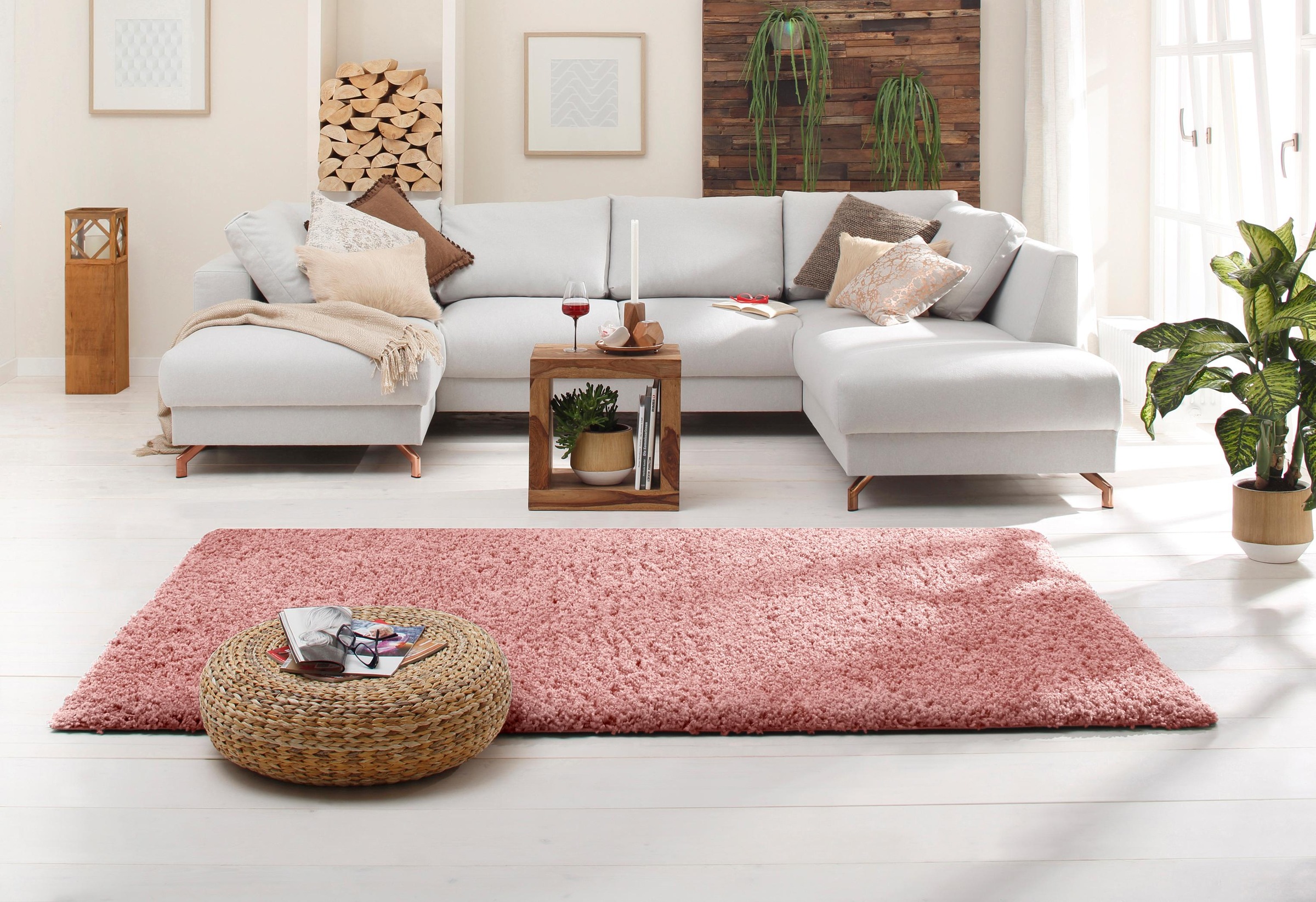 Thumbnail - my home Hochflor-Teppich "Viva" rechteckig 45 mm Höhe Uni Farben, einfarbig, besonders weich und kuschelig, Kundenliebli...