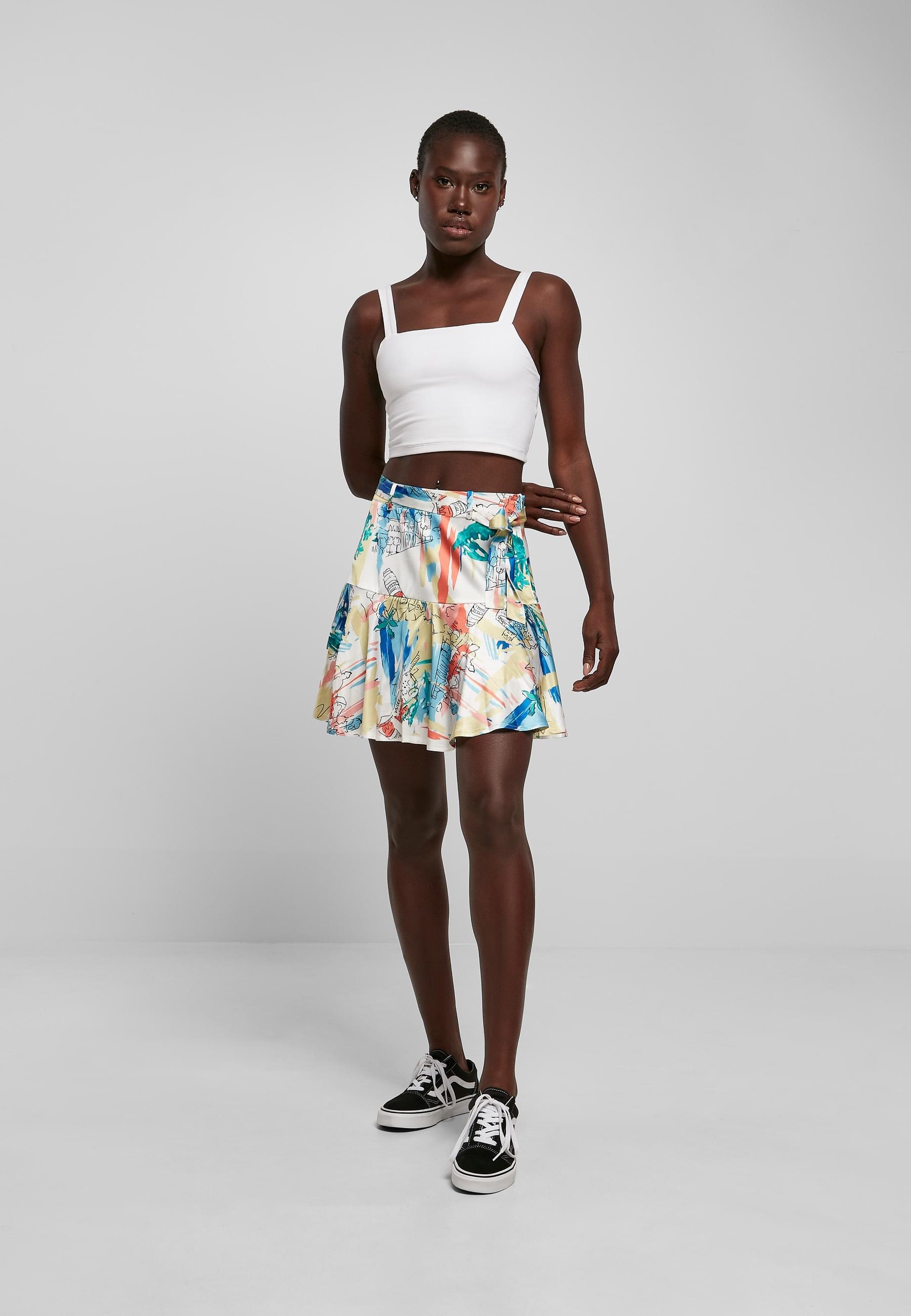 URBAN CLASSICS Sommerrock »Urban Classics Damen Ladies AOP Satin Mini Skirt«, (1 tlg.)