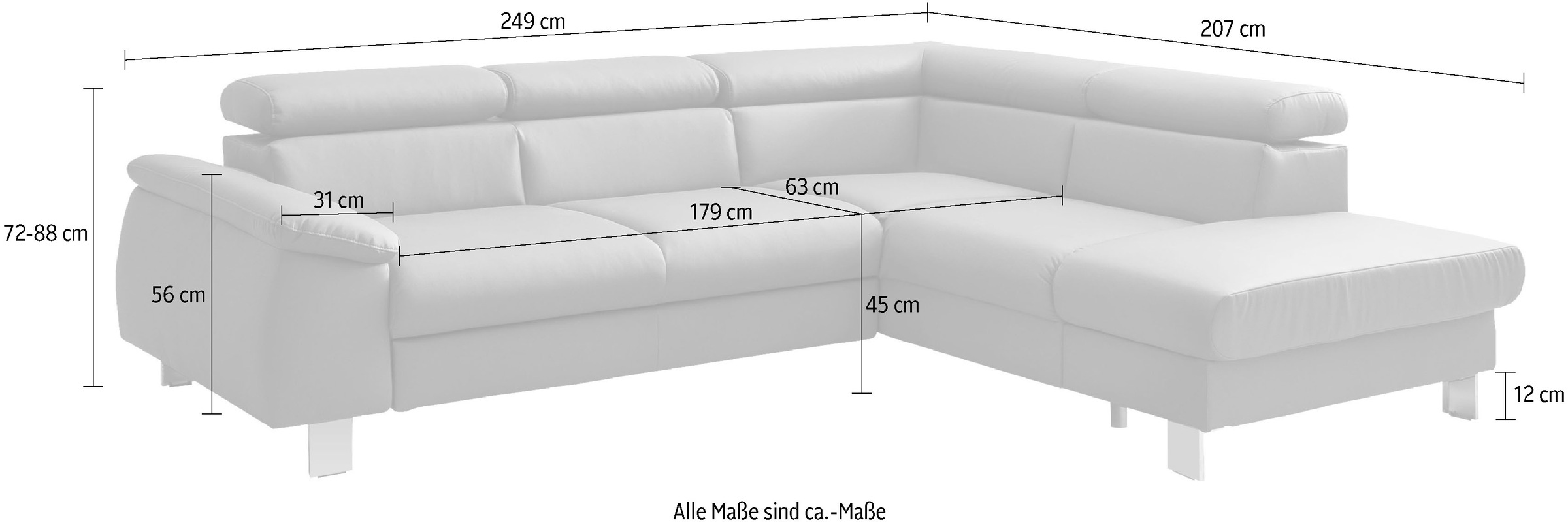 Thumbnail - COTTA Ecksofa "Komaris L-Form mit Kopfteilverstellung", wahlweise mit Bettfunktion, Bettkasten & Beleuchtung