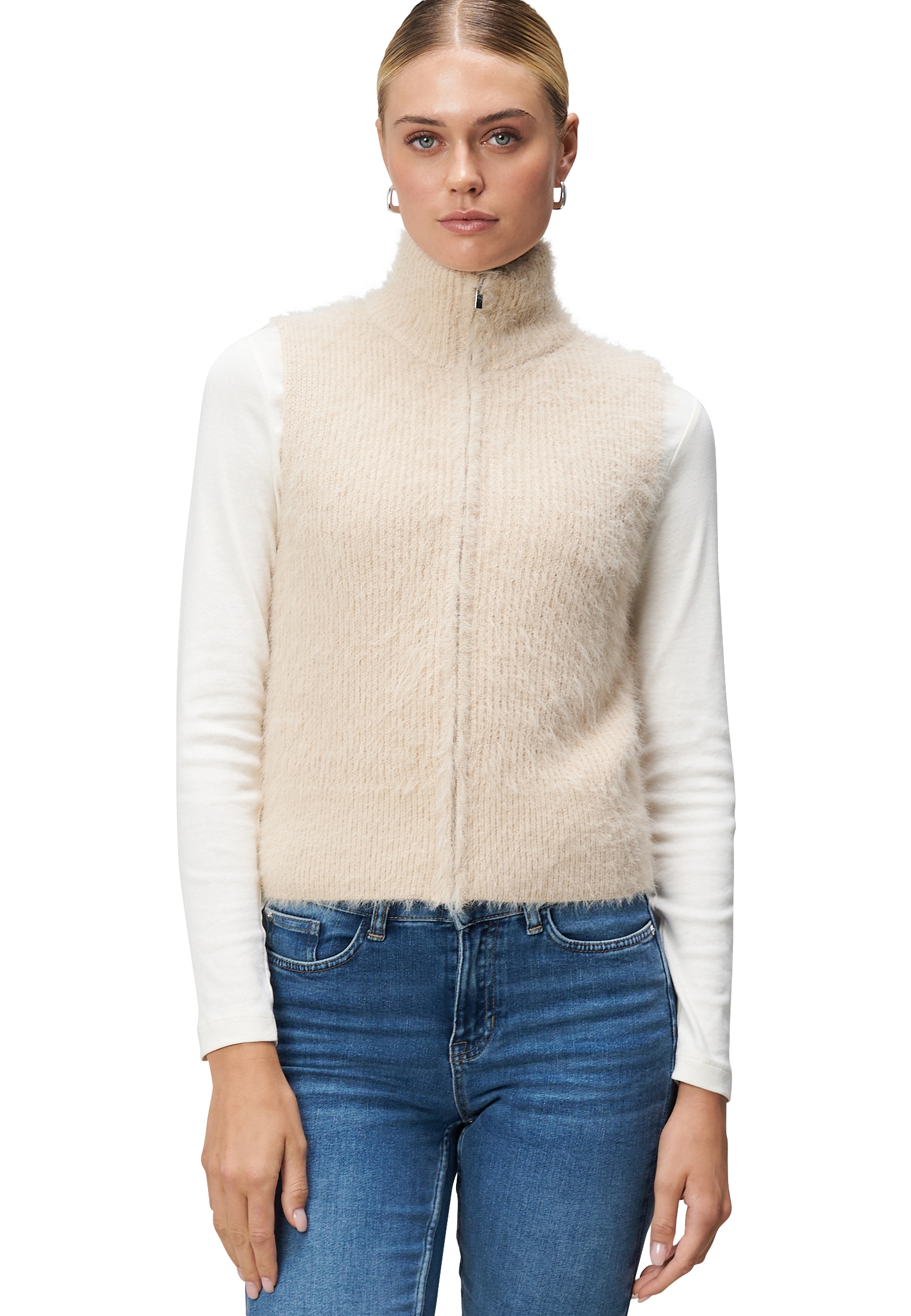 Zero Strickjacke "zero Damen Strickweste mit Reißverschluss" 1 Stk. tlg. Pl günstig online kaufen