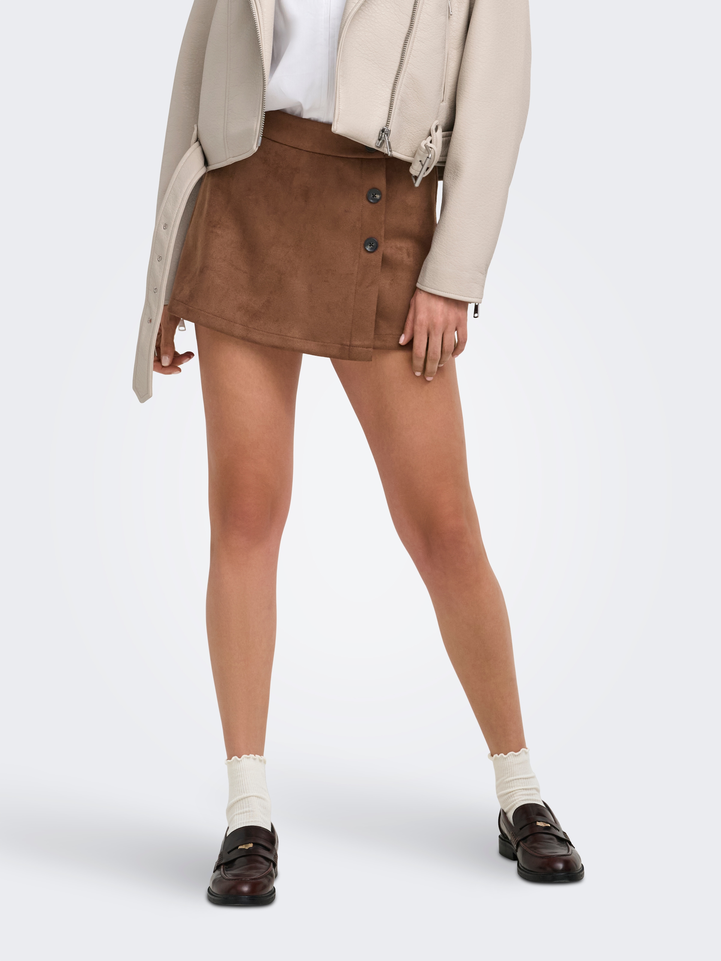 ONLY Hosenrock "ONLADDI HW FAUX SUEDE SKORT CC PNT" Materialmix mit Stretch, high waist