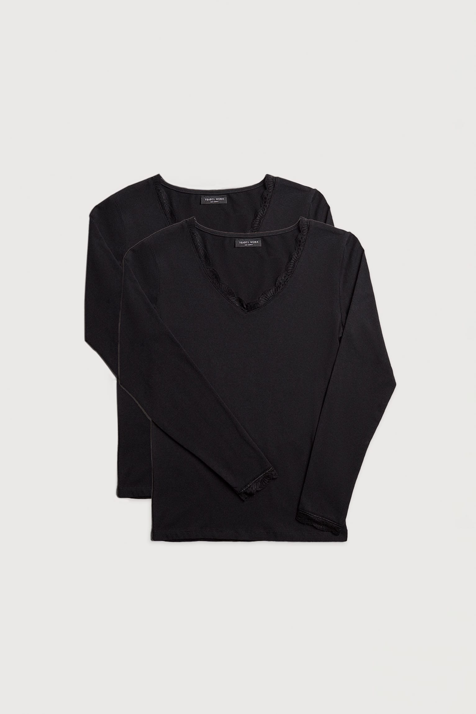 YSABEL MORA Langarmshirt "BASIC COLLECTION COTTON WITH LACE" 2er Pack, das günstig online kaufen