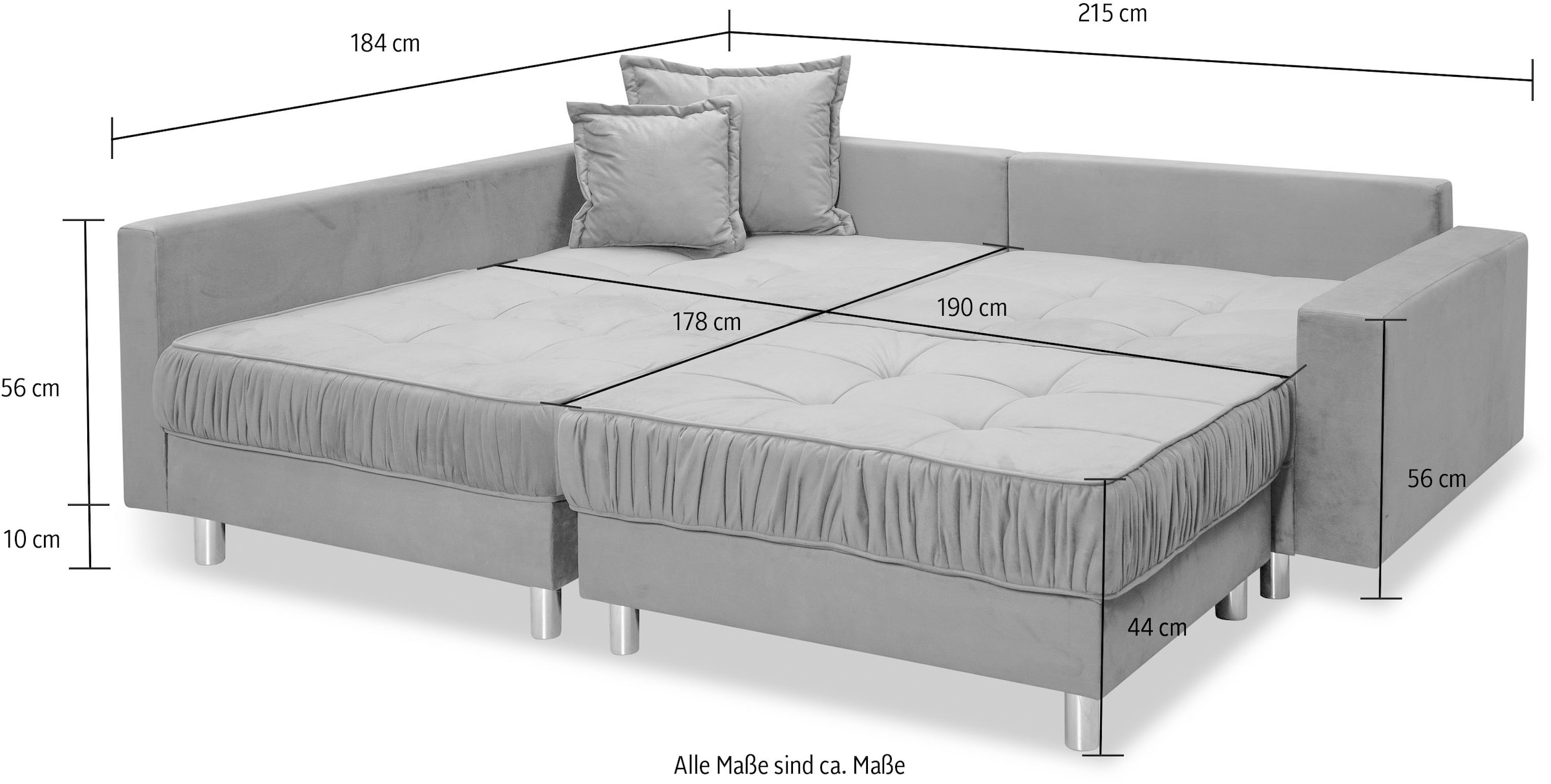 COLLECTION AB Ecksofa »Cannes L-Form«, mit Hocker, inkl. Schlaffunktion