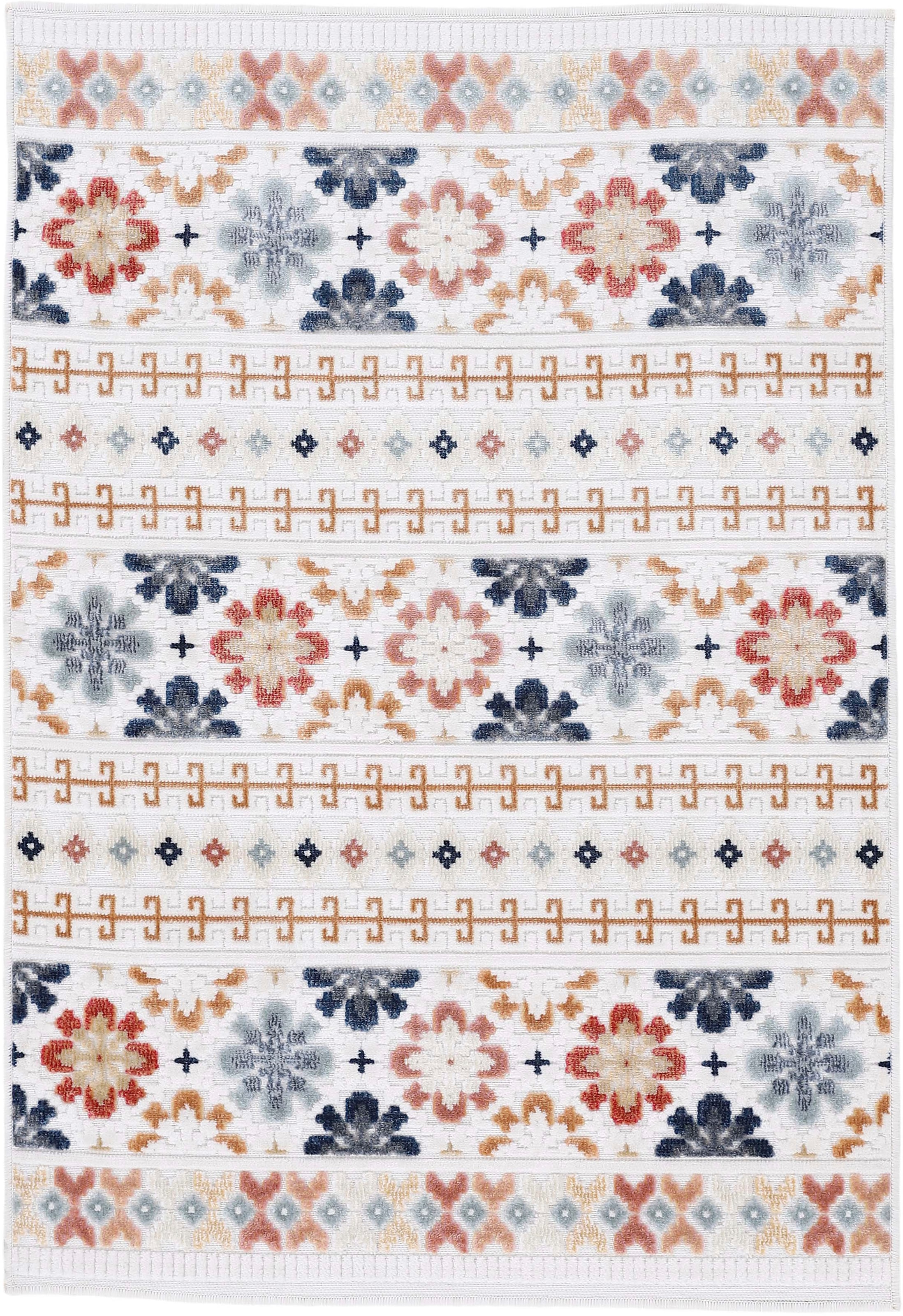carpetfine Teppich »Deja 103«, rechteckig, robustes Flachgewebe, Motiv- Floral  Palmenblätter, Hoch-Tief Effekt kaufen | BAUR