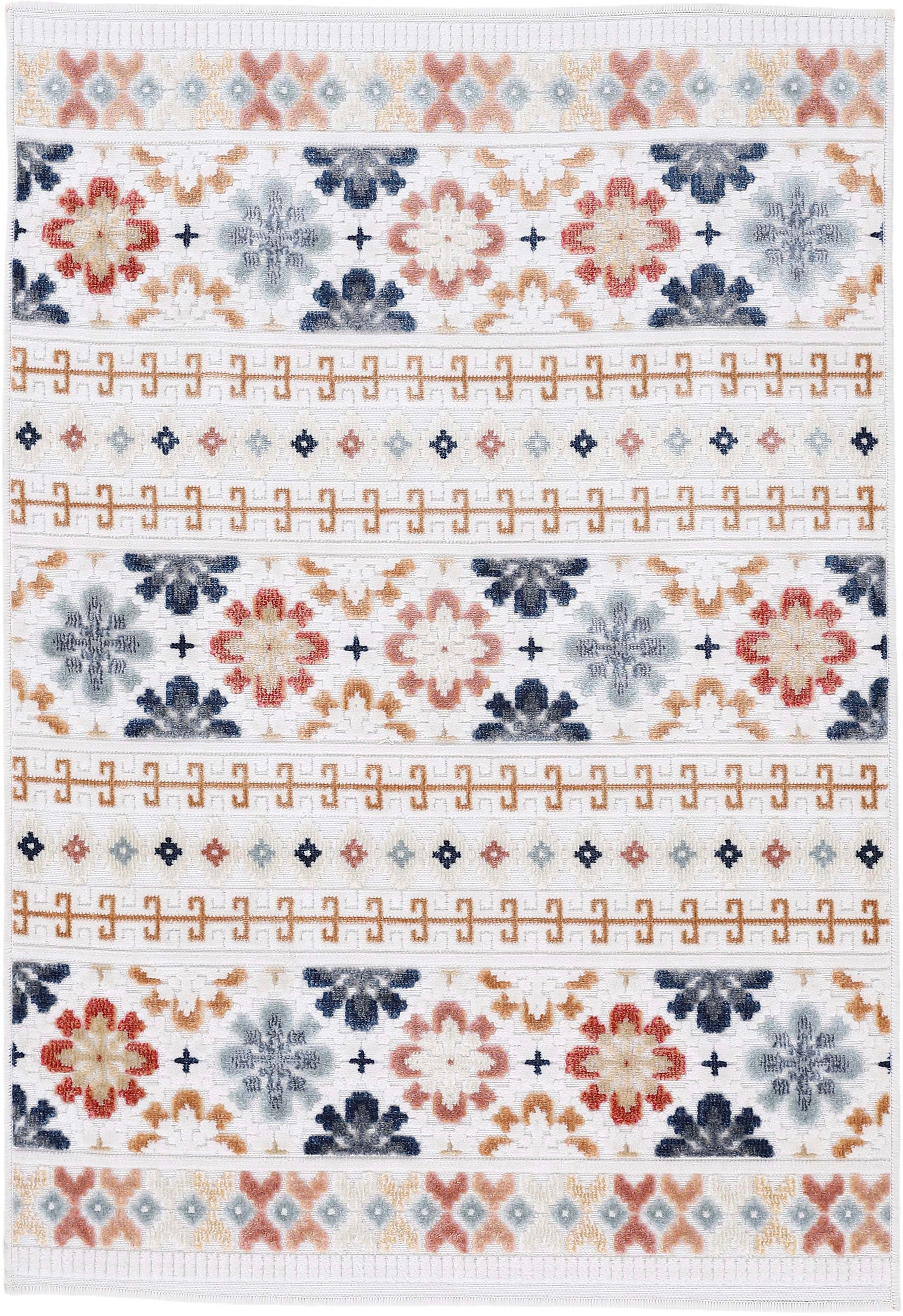 carpetfine Teppich "Deja 103" rechteckig 4 mm Höhe robustes Flachgewebe, Fl günstig online kaufen