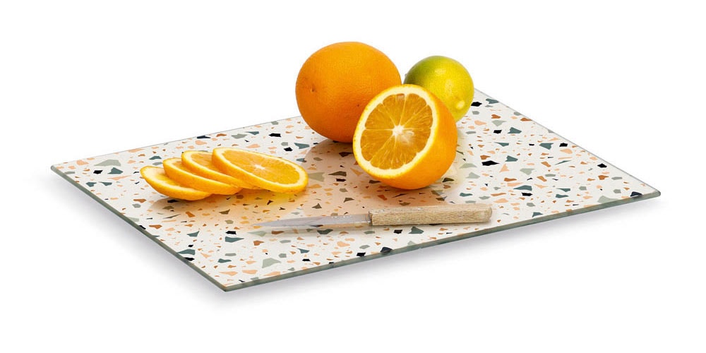 Zeller Present Schneidebrett »Terrazzo'«, (Set, 2 St.), extra Halt dank Silikon Füße, 2-teilig, 30x20 cm