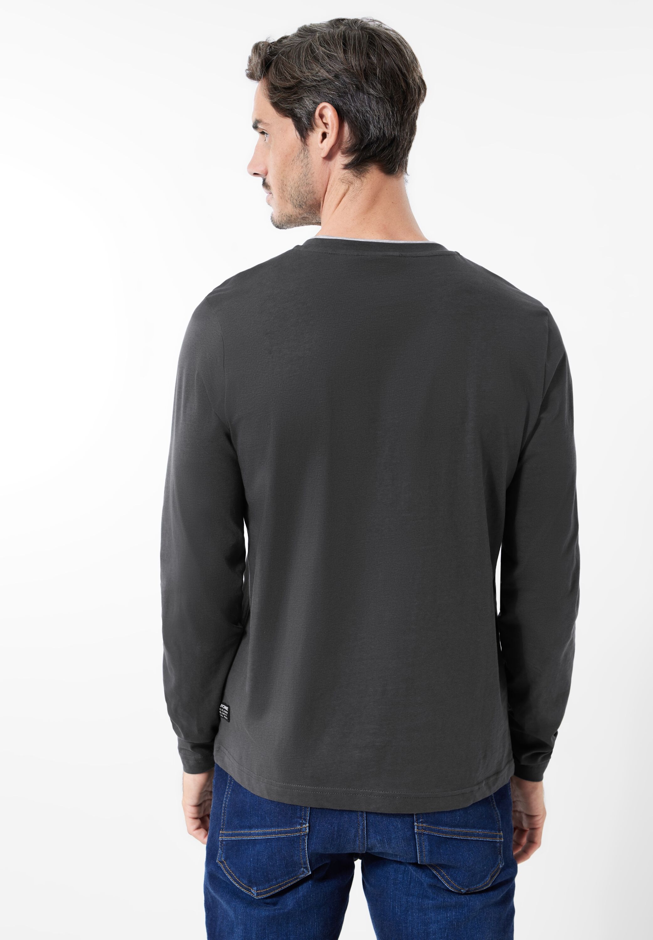 STREET ONE MEN Langarmshirt, in Unifarbe günstig online kaufen