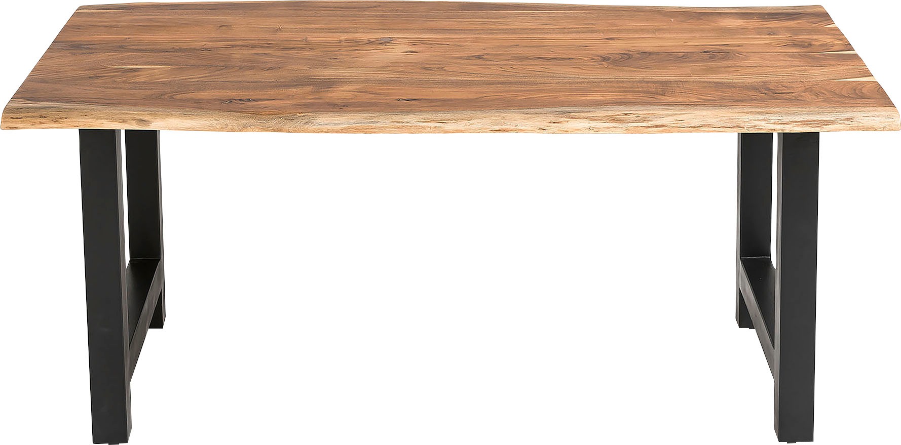 Esstisch SALESFEVER "Minimalistischer Tisch", schwarz (natur, schwarz, schwarz, natur), B:200cm H:76,5cm T:100cm, Akazienholz, Metall, Tische, Esstisch, Geölt und doppelt gewachstes Massivholz 2