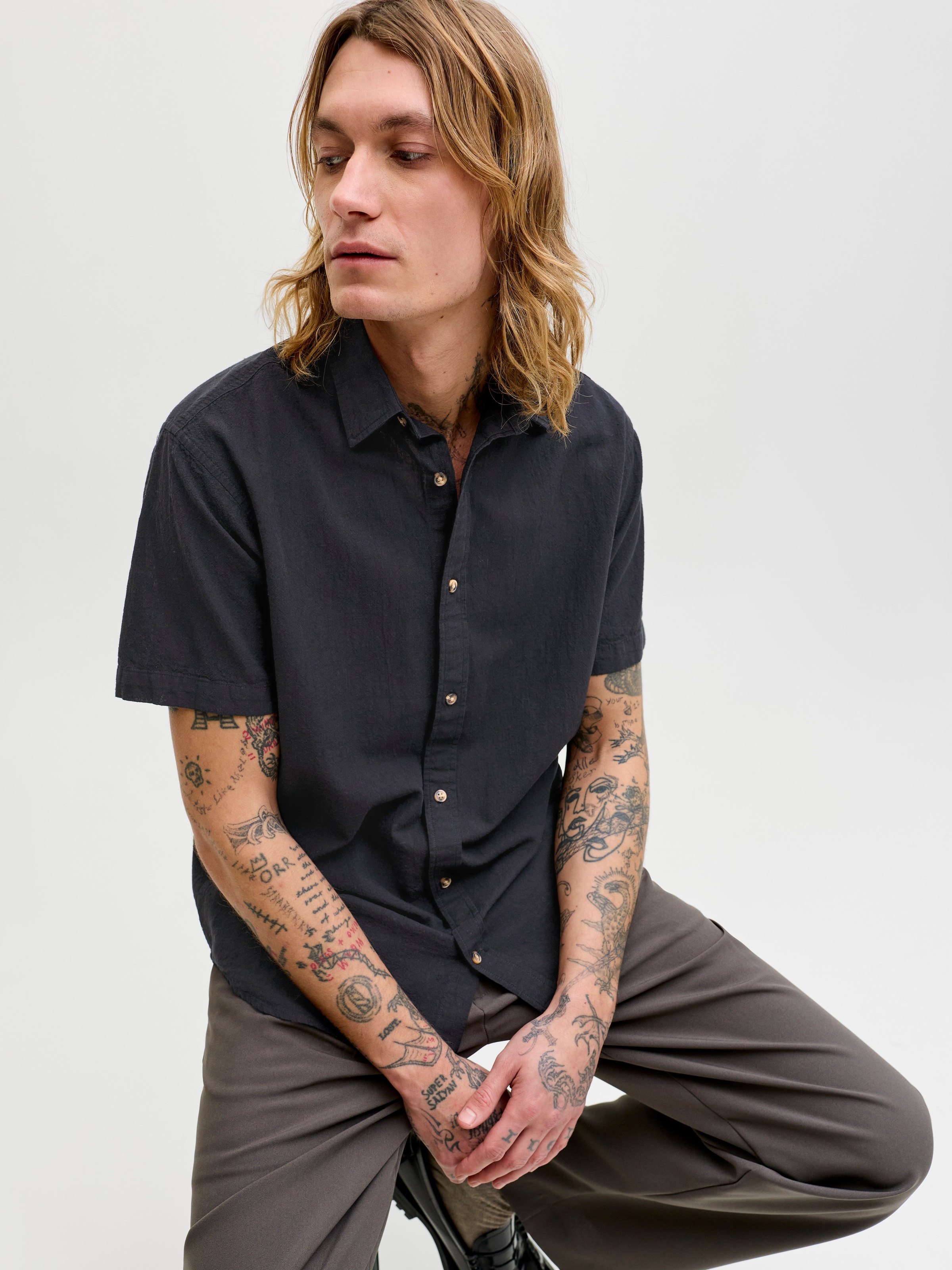 Jack & Jones Kurzarmhemd "JJESUMMER LINEN BLEND SHIRT S/S SN" Baumwolle mit günstig online kaufen